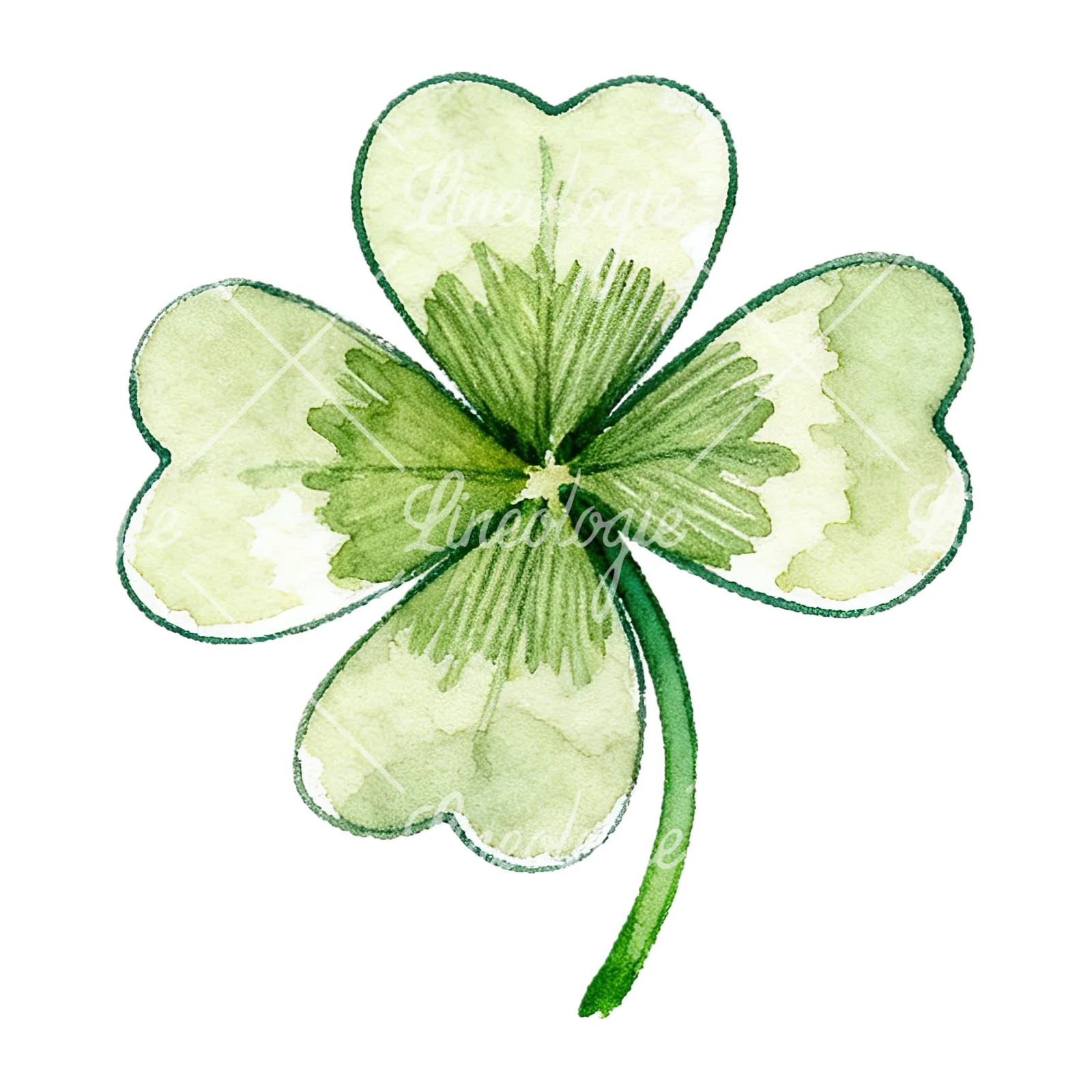 Watercolor textured clover flower clipart 12 of 12 on a white background (JPG)