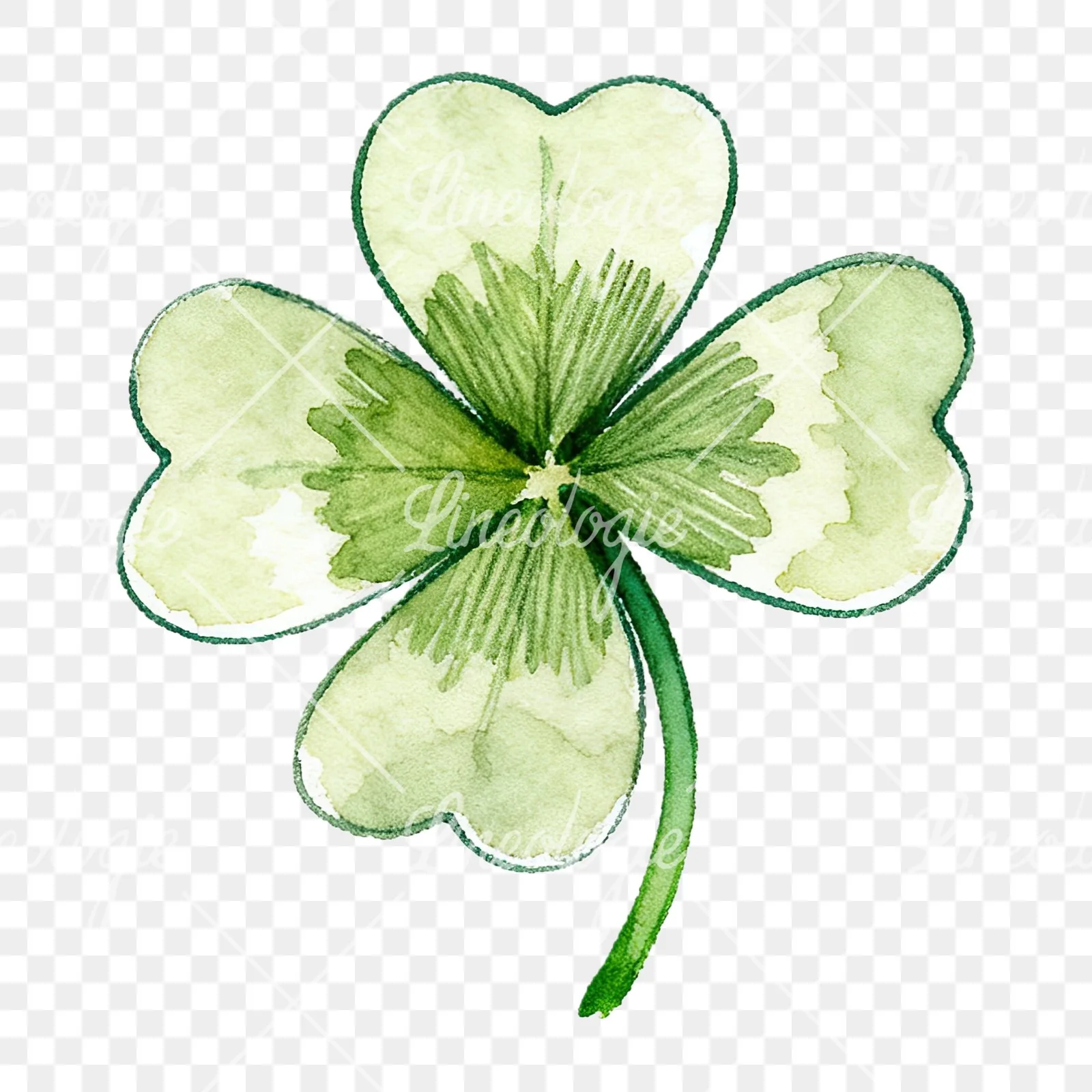 Watercolor textured clover flower clipart 12 of 12 on a transparent background (PNG)