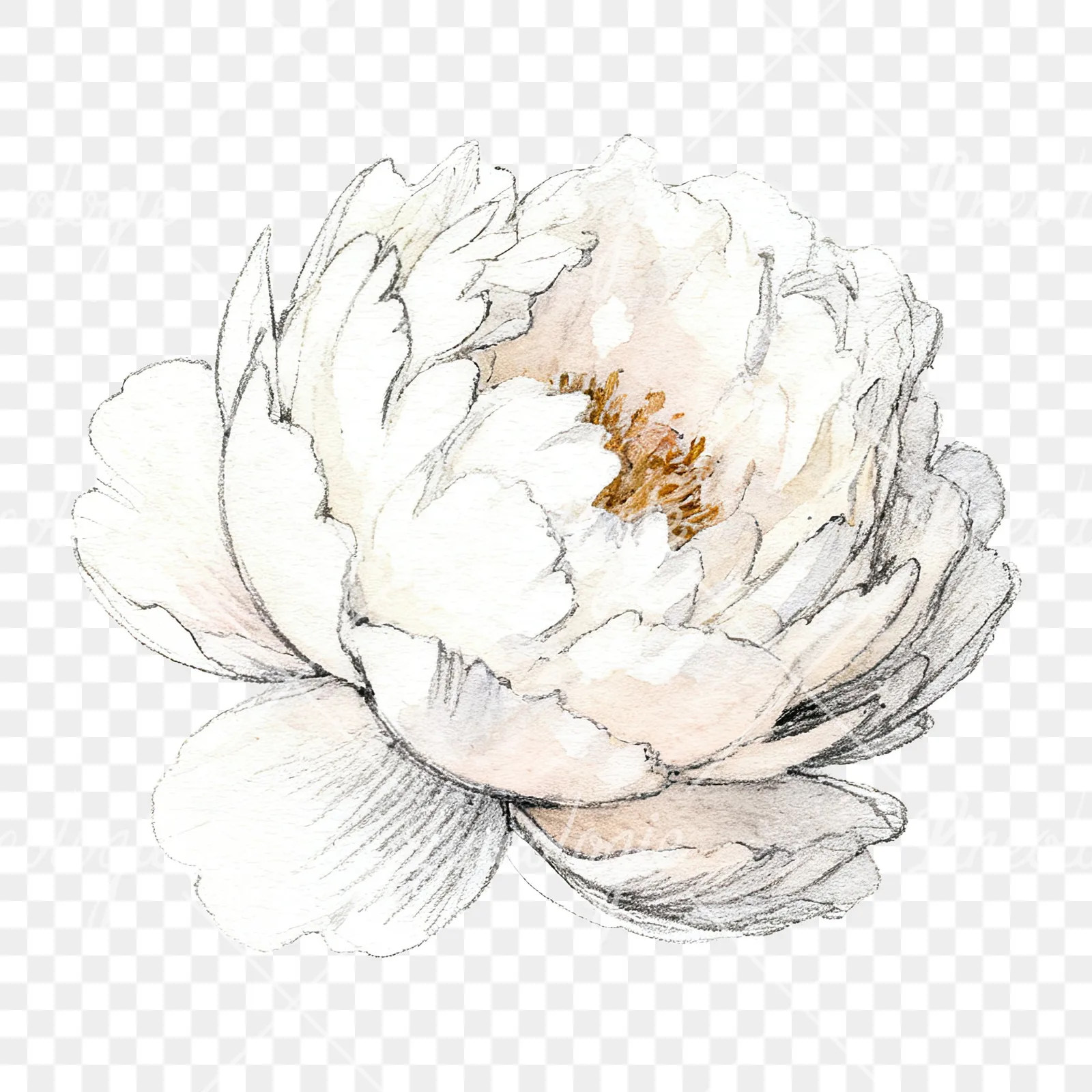 Watercolor pink and purple peony bloom clipart 2 of 12 on a transparent background (PNG)