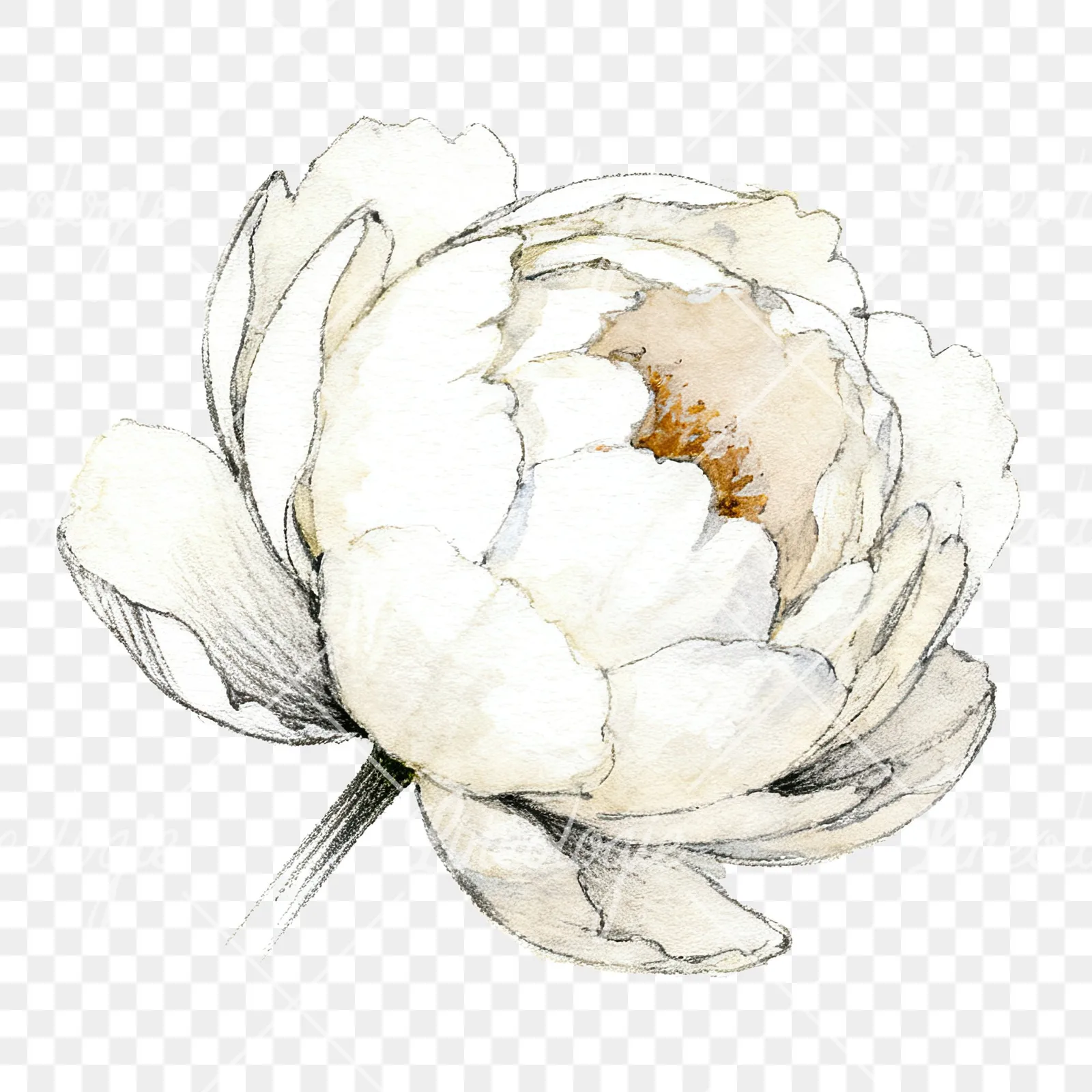 Watercolor pink and purple peony bloom clipart 4 of 12 on a transparent background (PNG)