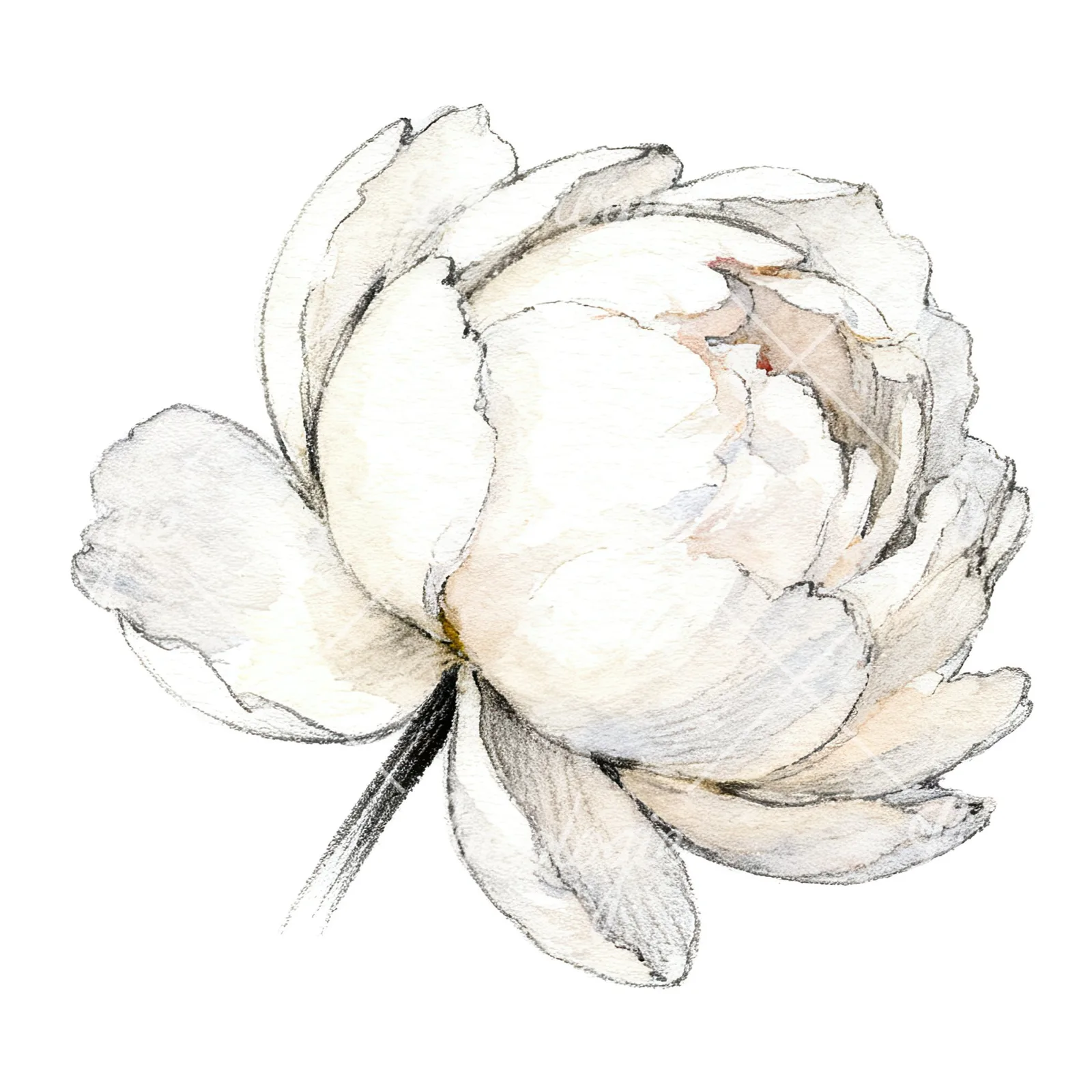 Watercolor pink and purple peony bloom clipart 9 of 12 on a white background (JPG)