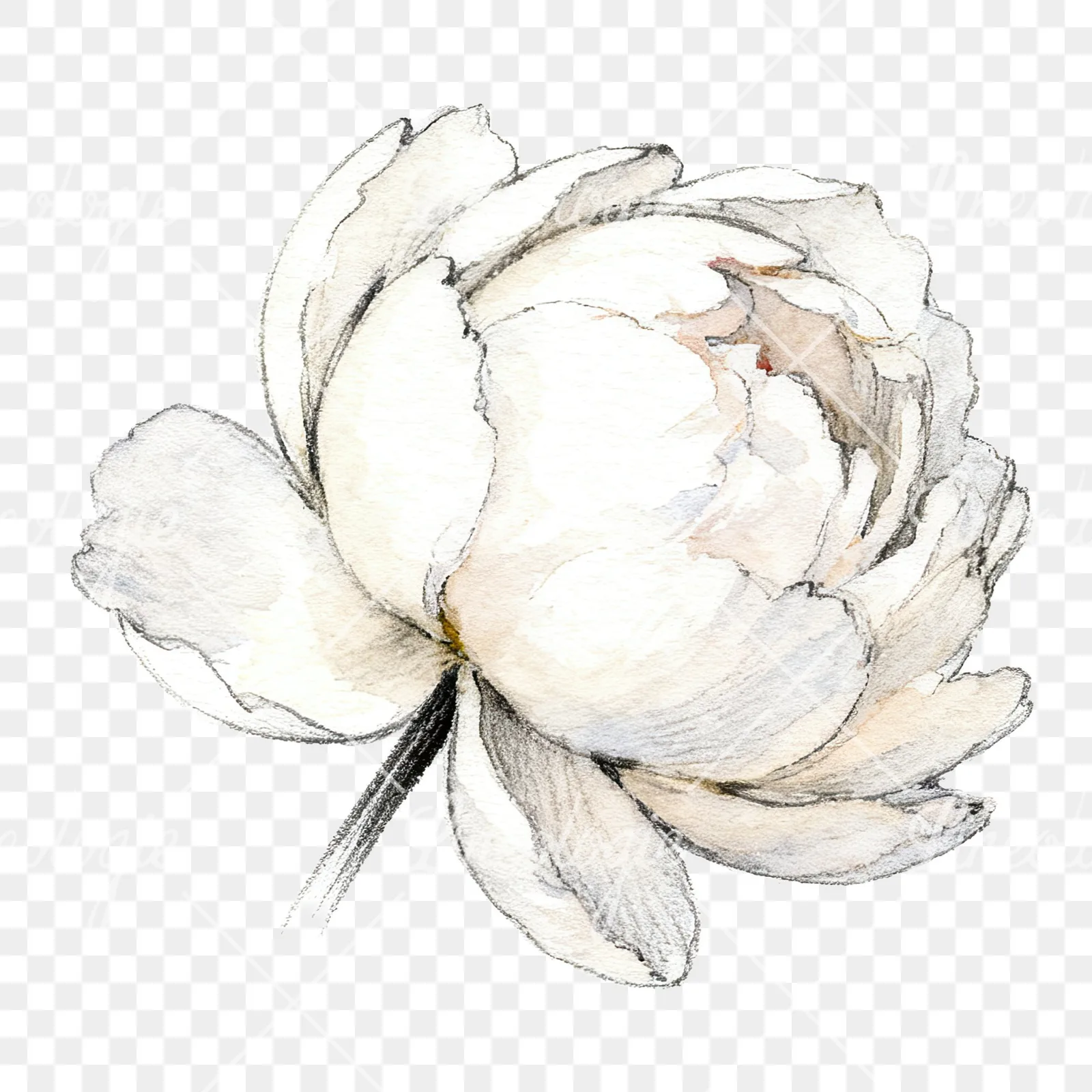 Watercolor pink and purple peony bloom clipart 9 of 12 on a transparent background (PNG)
