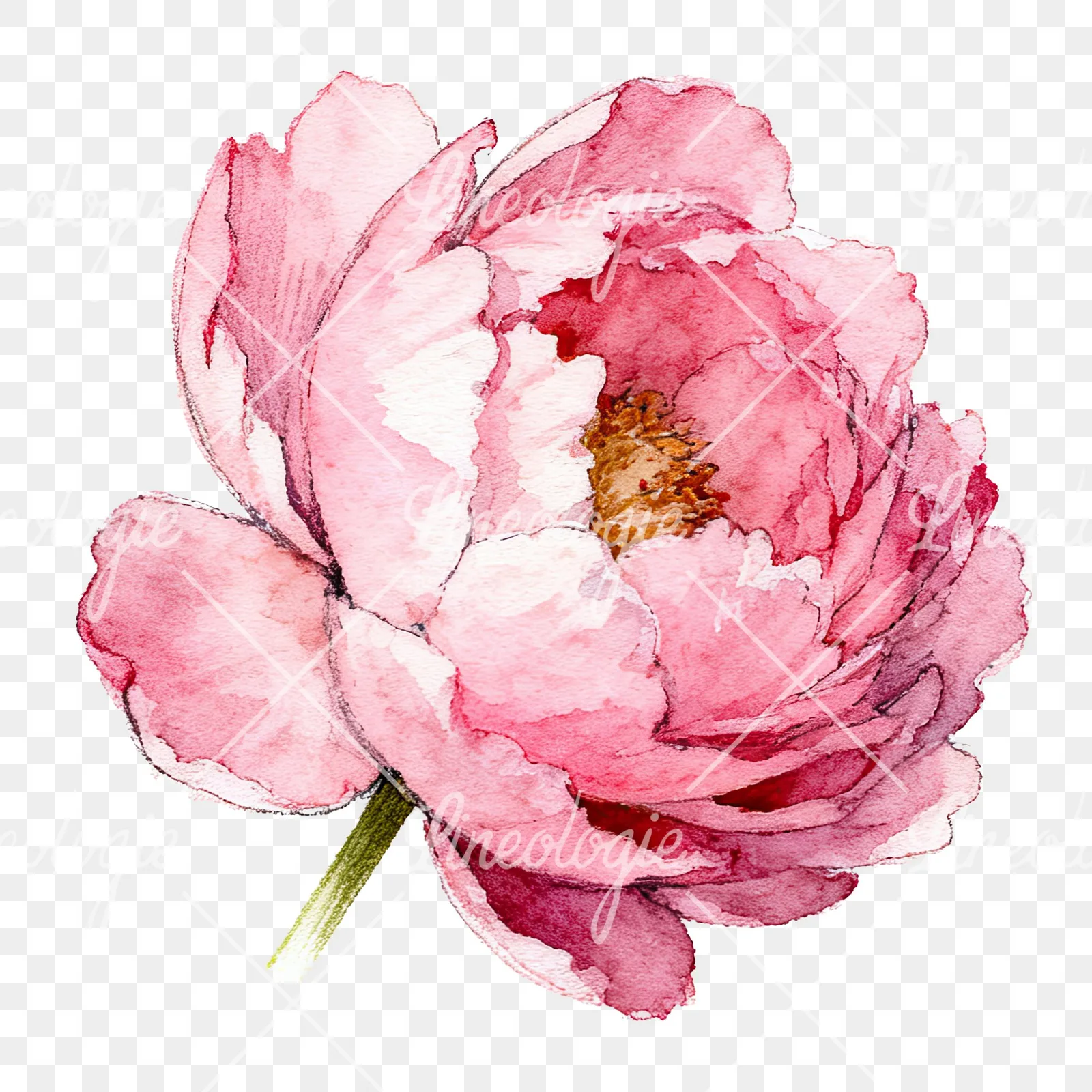 Watercolor pink and purple peony bloom clipart 12 of 12 on a transparent background (PNG)