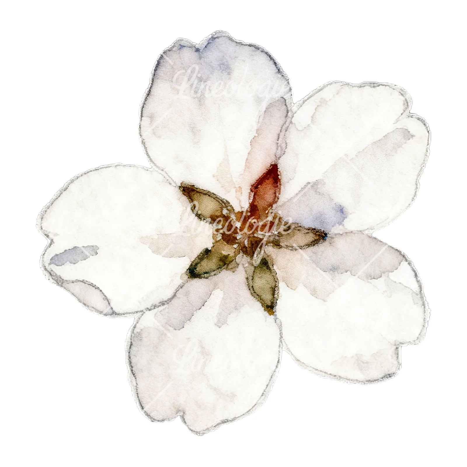 Watercolor pink and purple cherry blossom clipart 5 of 12 on a white background (JPG)