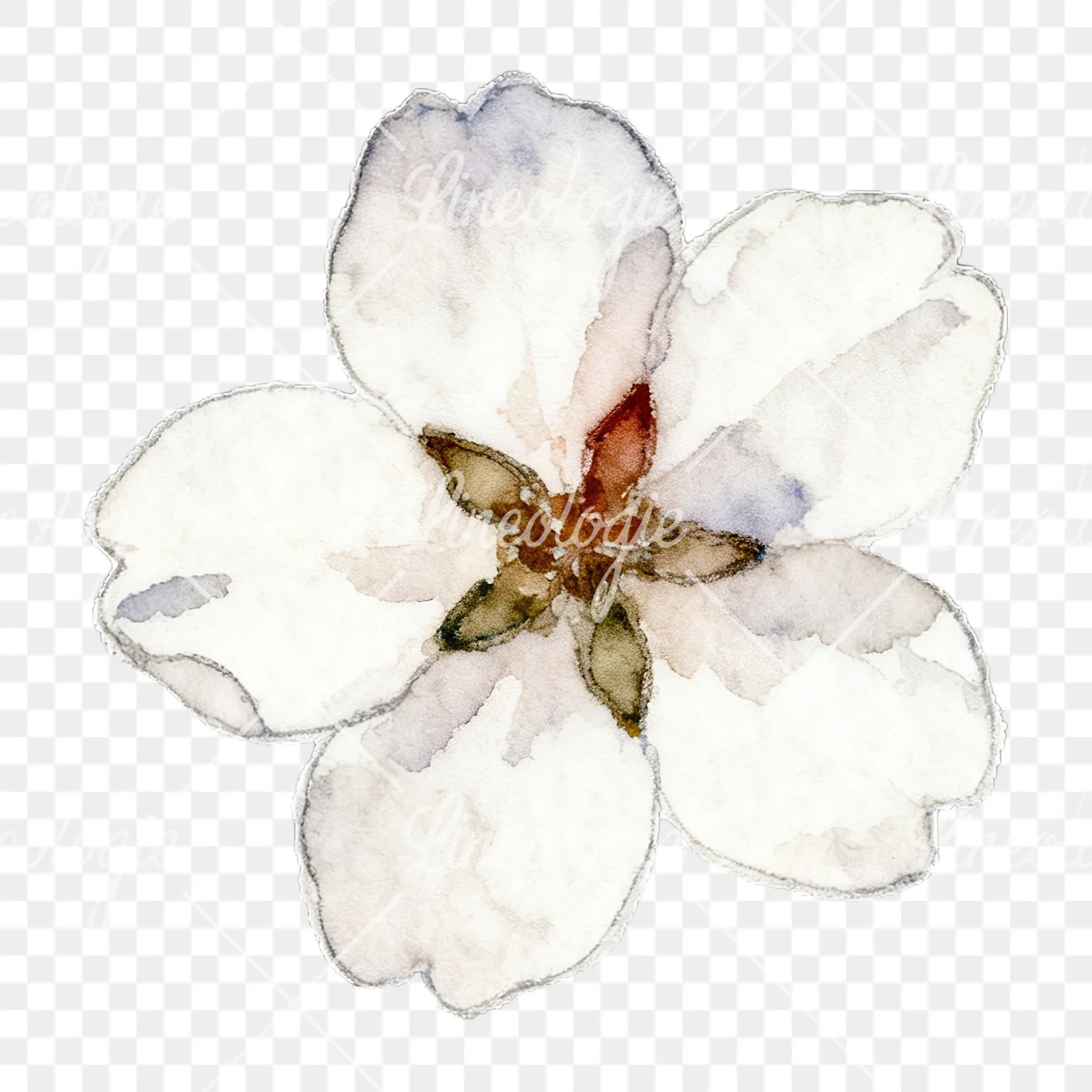 Watercolor pink and purple cherry blossom clipart 5 of 12 on a transparent background (PNG)