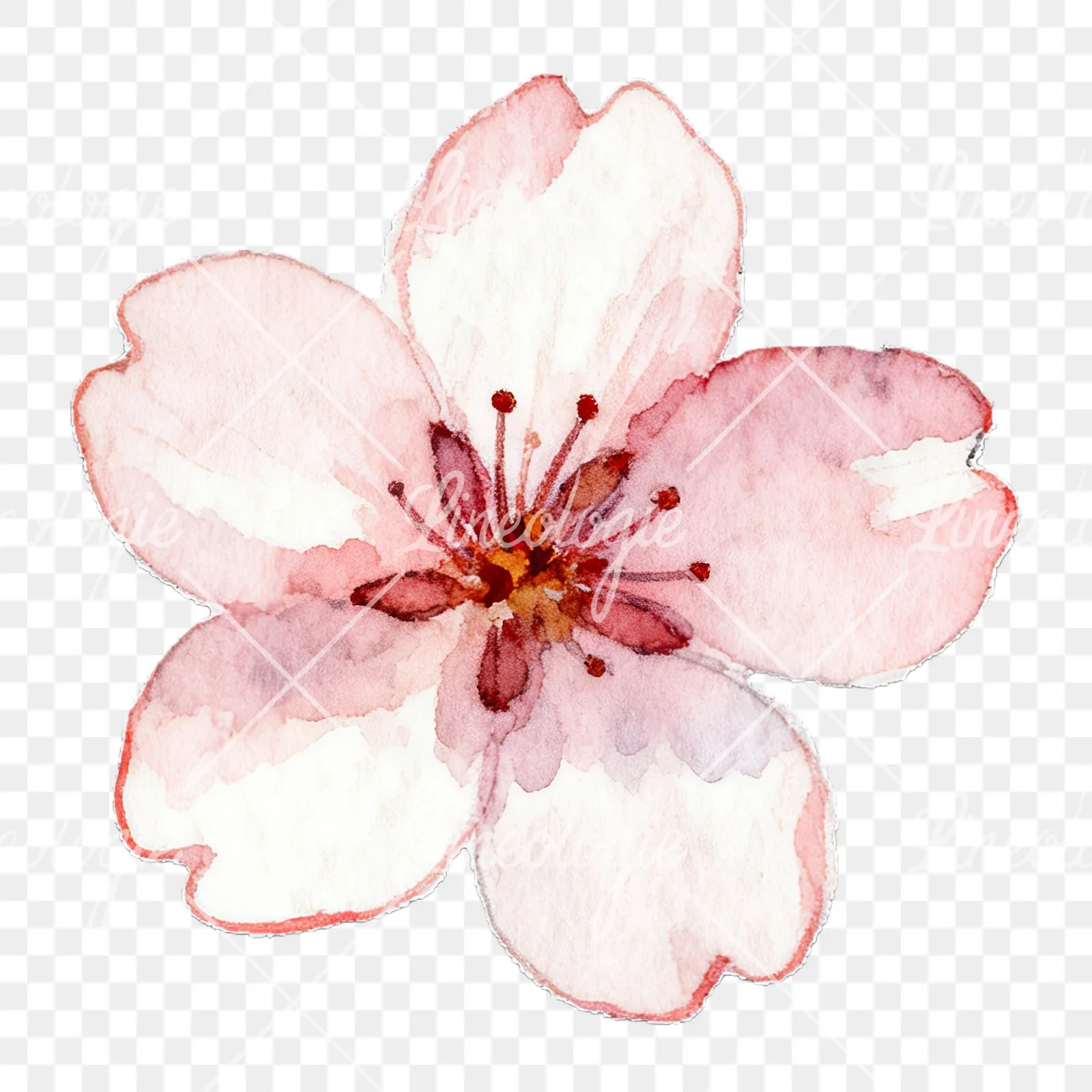 Watercolor pink and purple cherry blossom clipart 11 of 12 on a transparent background (PNG)