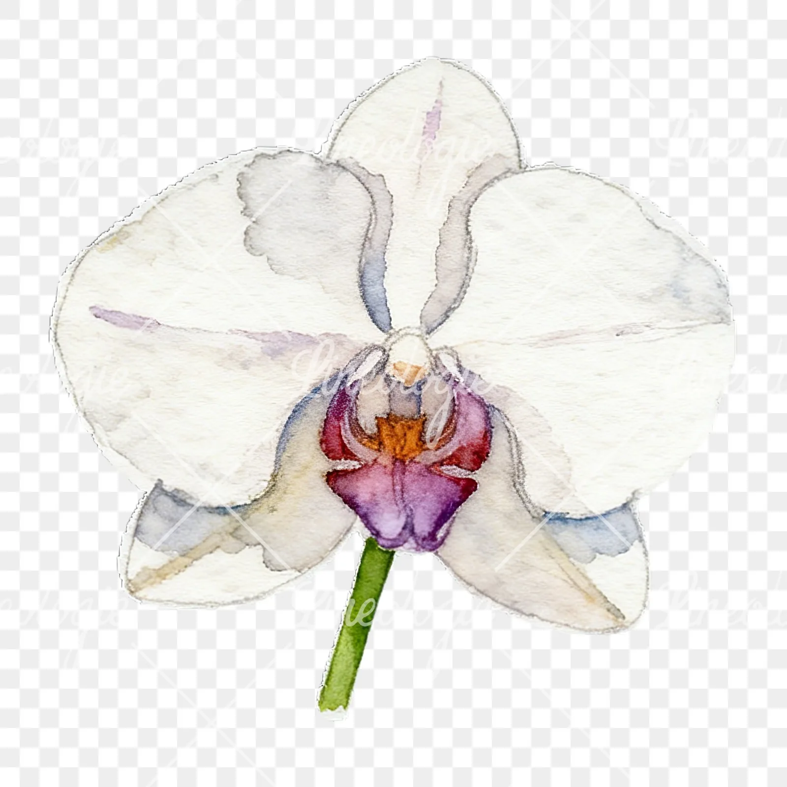 Watercolor striped orchid flower clipart 1 of 12 on a transparent background (PNG)