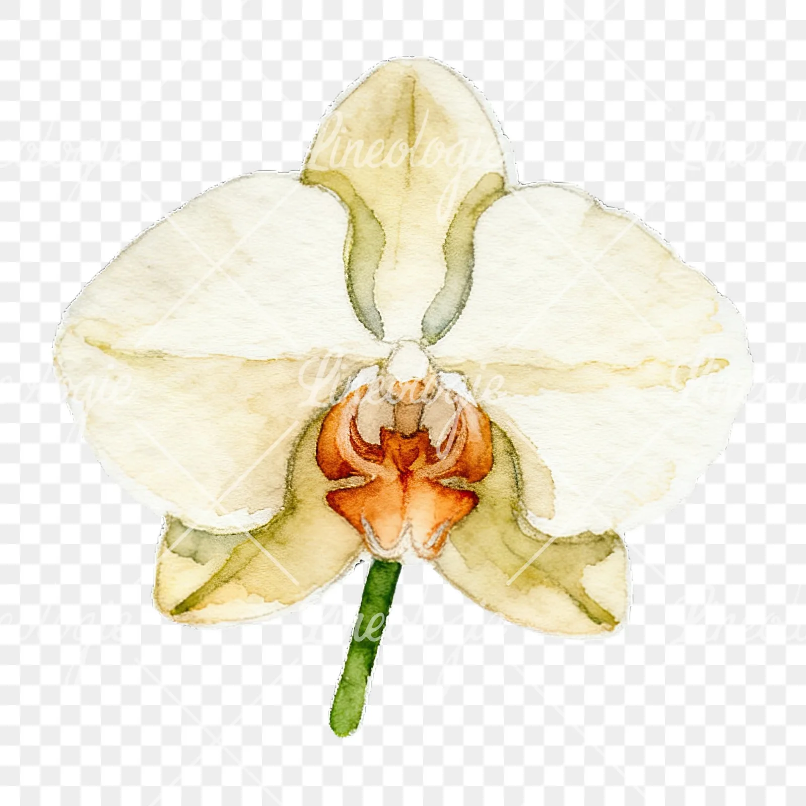 Watercolor striped orchid flower clipart 2 of 12 on a transparent background (PNG)
