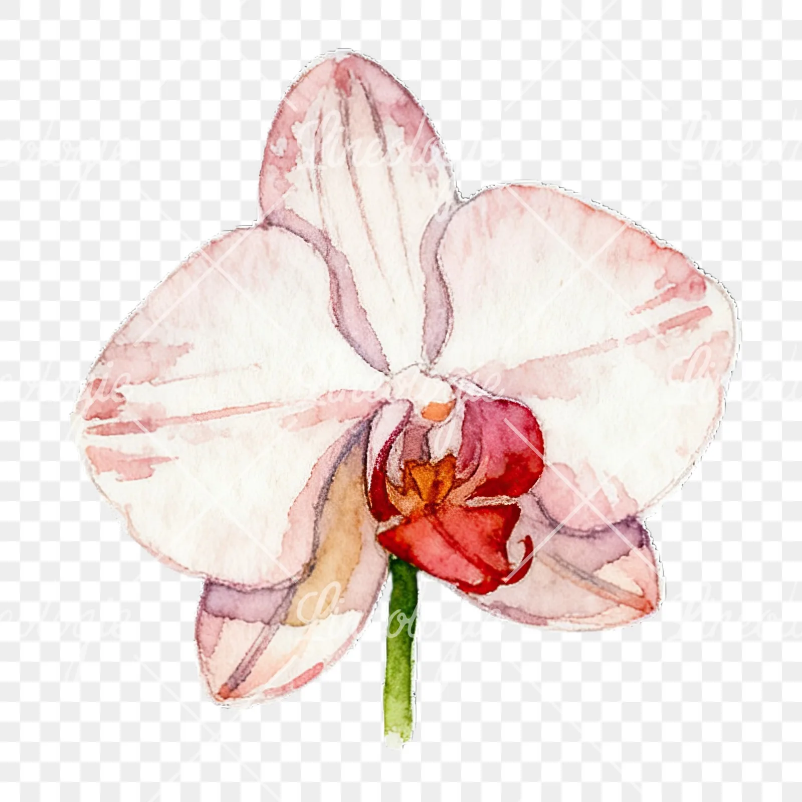 Watercolor striped orchid flower clipart 3 of 12 on a transparent background (PNG)
