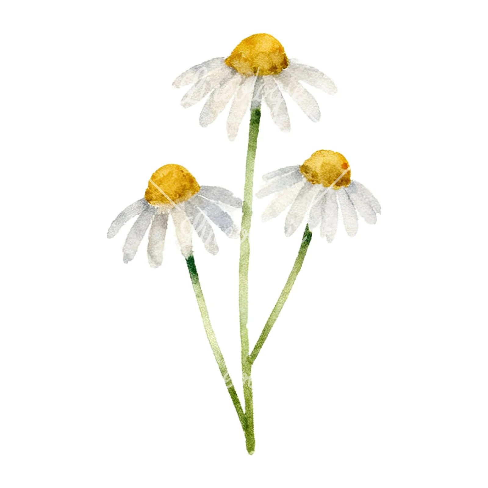 Watercolor summer meadow flower with clover clipart 7 of 16 on a white background (JPG)