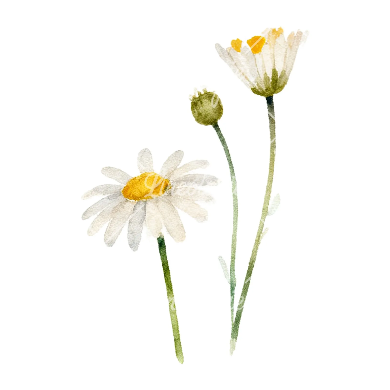 Watercolor summer meadow flower with clover clipart 11 of 16 on a white background (JPG)