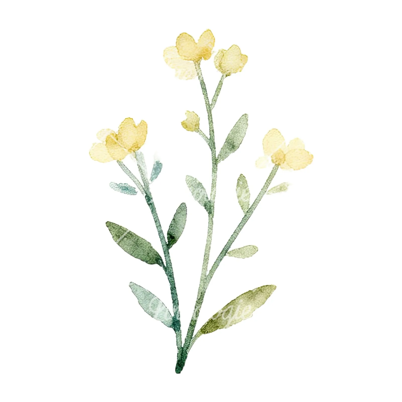 Watercolor summer meadow flower mix clipart 2 of 20 on a white background (JPG)