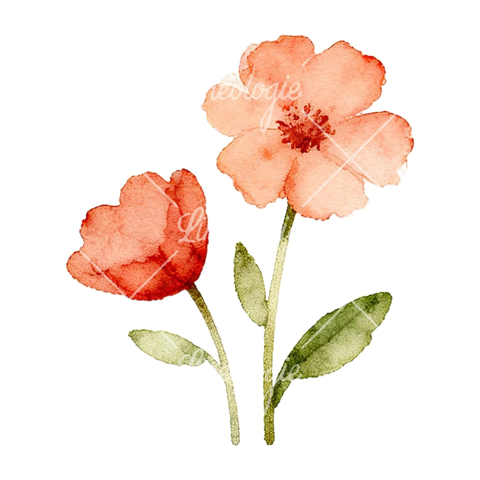 Watercolor summer meadow flower mix clipart 6 of 20 on a white background (JPG)