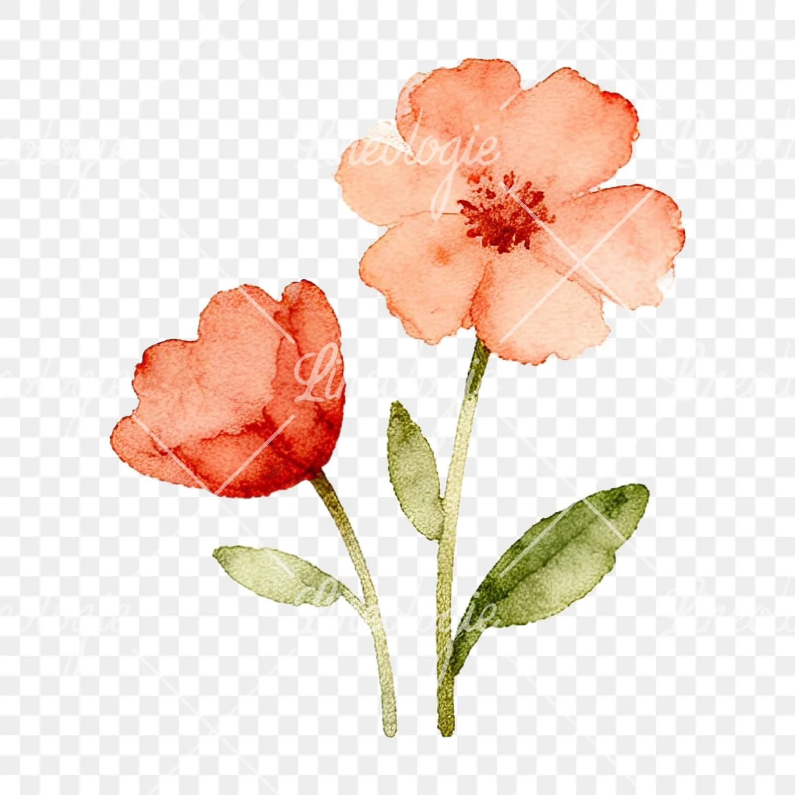 Watercolor summer meadow flower mix clipart 6 of 20 on a transparent background (PNG)