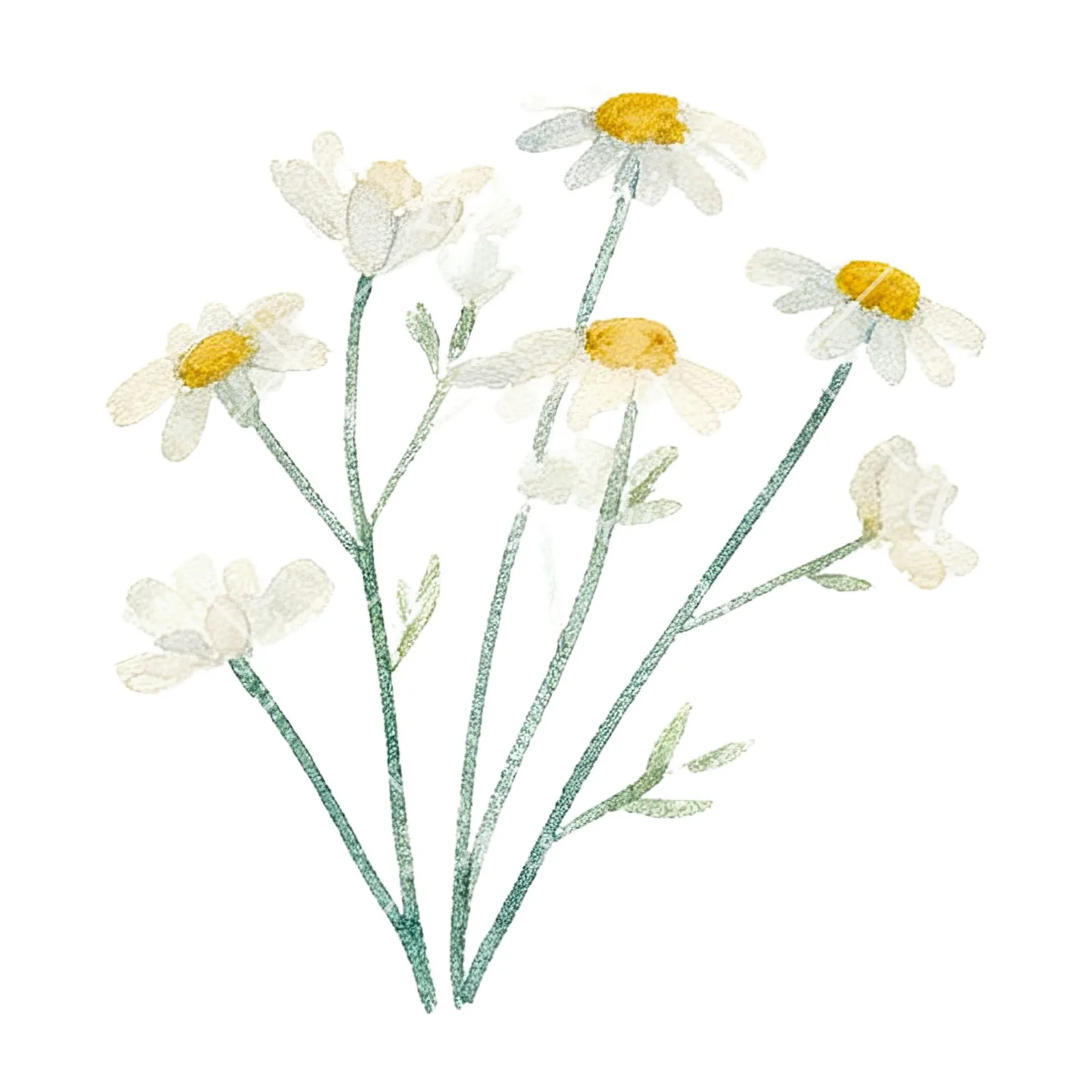 Watercolor summer meadow flower mix clipart 7 of 20 on a white background (JPG)