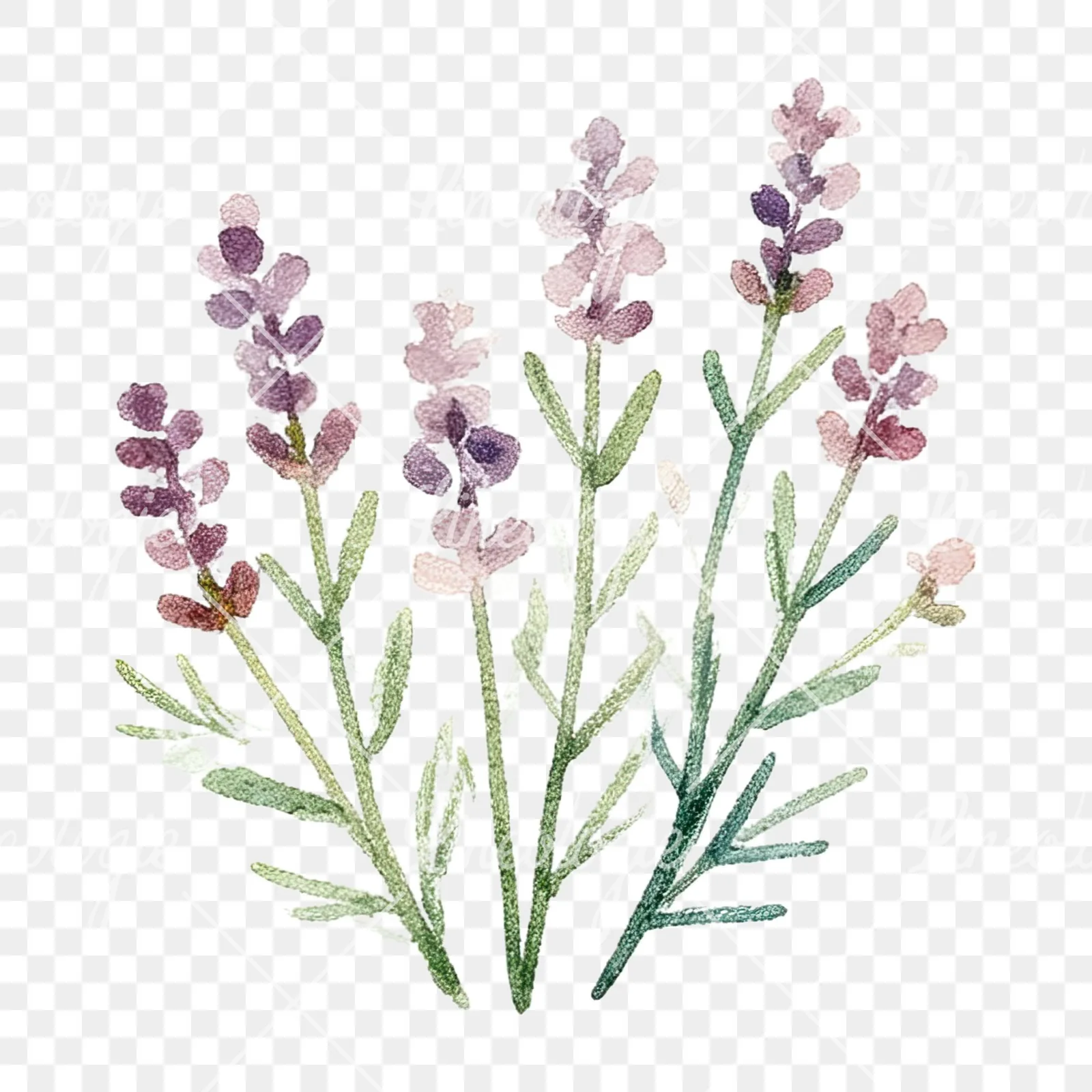 Watercolor summer meadow flower mix clipart 15 of 20 on a transparent background (PNG)