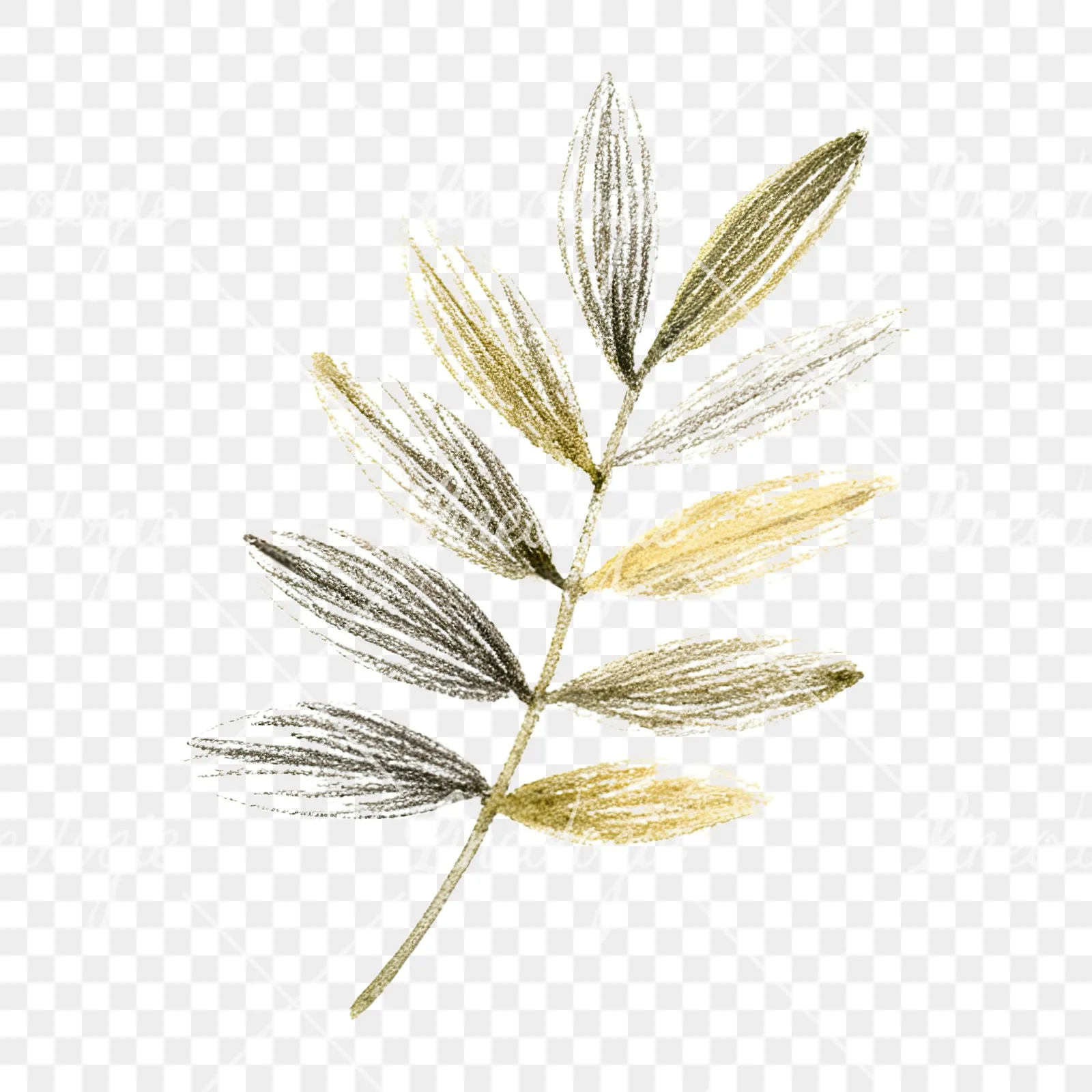 Watercolor autumn leaf with clusters clipart 9 of 16 on a transparent background (PNG)
