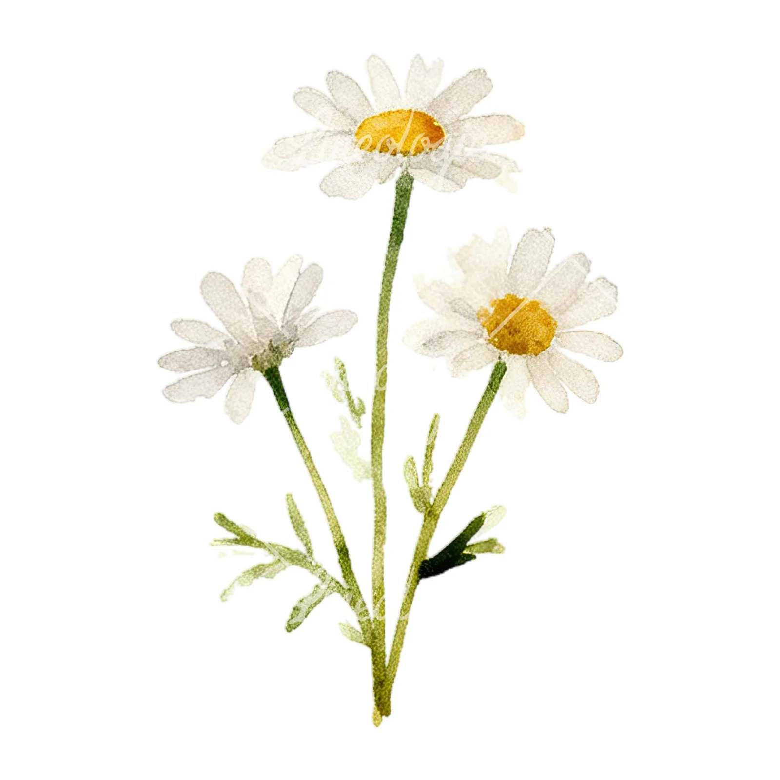 Watercolor summer meadow flower with cornflower clipart 1 of 16 on a white background (JPG)