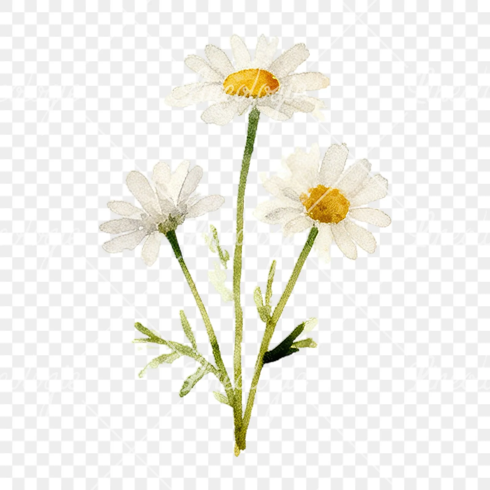 Watercolor summer meadow flower with cornflower clipart 1 of 16 on a transparent background (PNG)