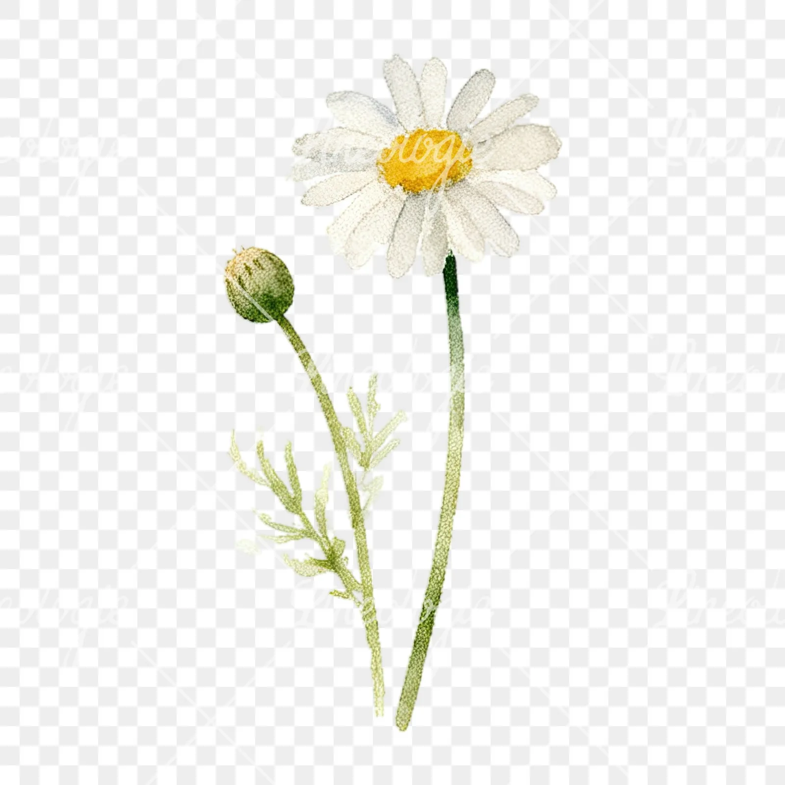 Watercolor summer meadow flower with cornflower clipart 9 of 16 on a transparent background (PNG)