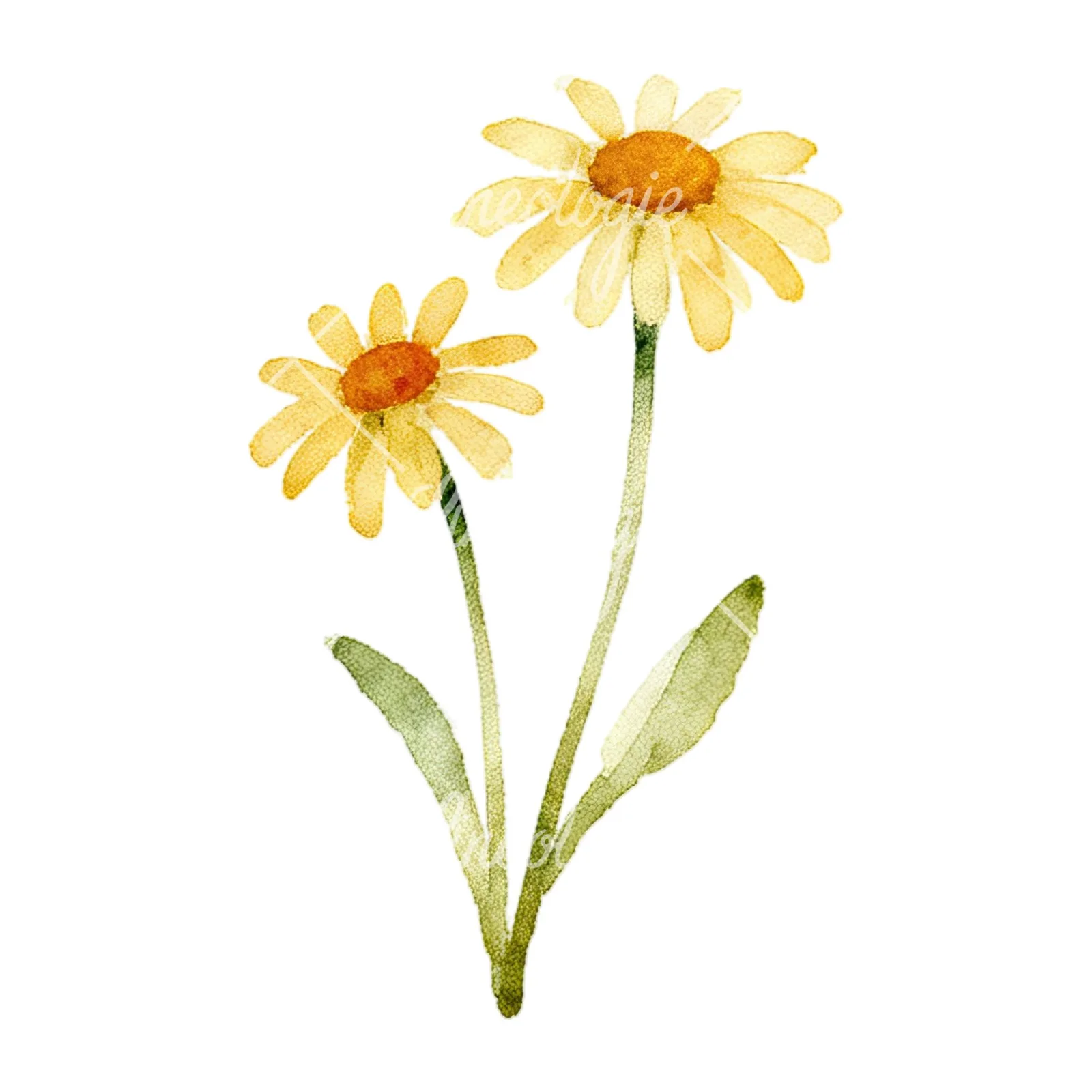 Watercolor summer meadow flower with cornflower clipart 15 of 16 on a white background (JPG)
