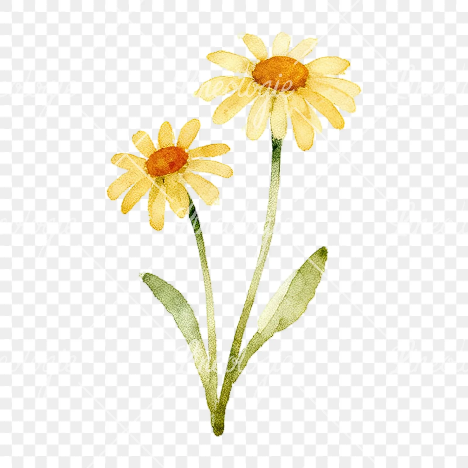 Watercolor summer meadow flower with cornflower clipart 15 of 16 on a transparent background (PNG)