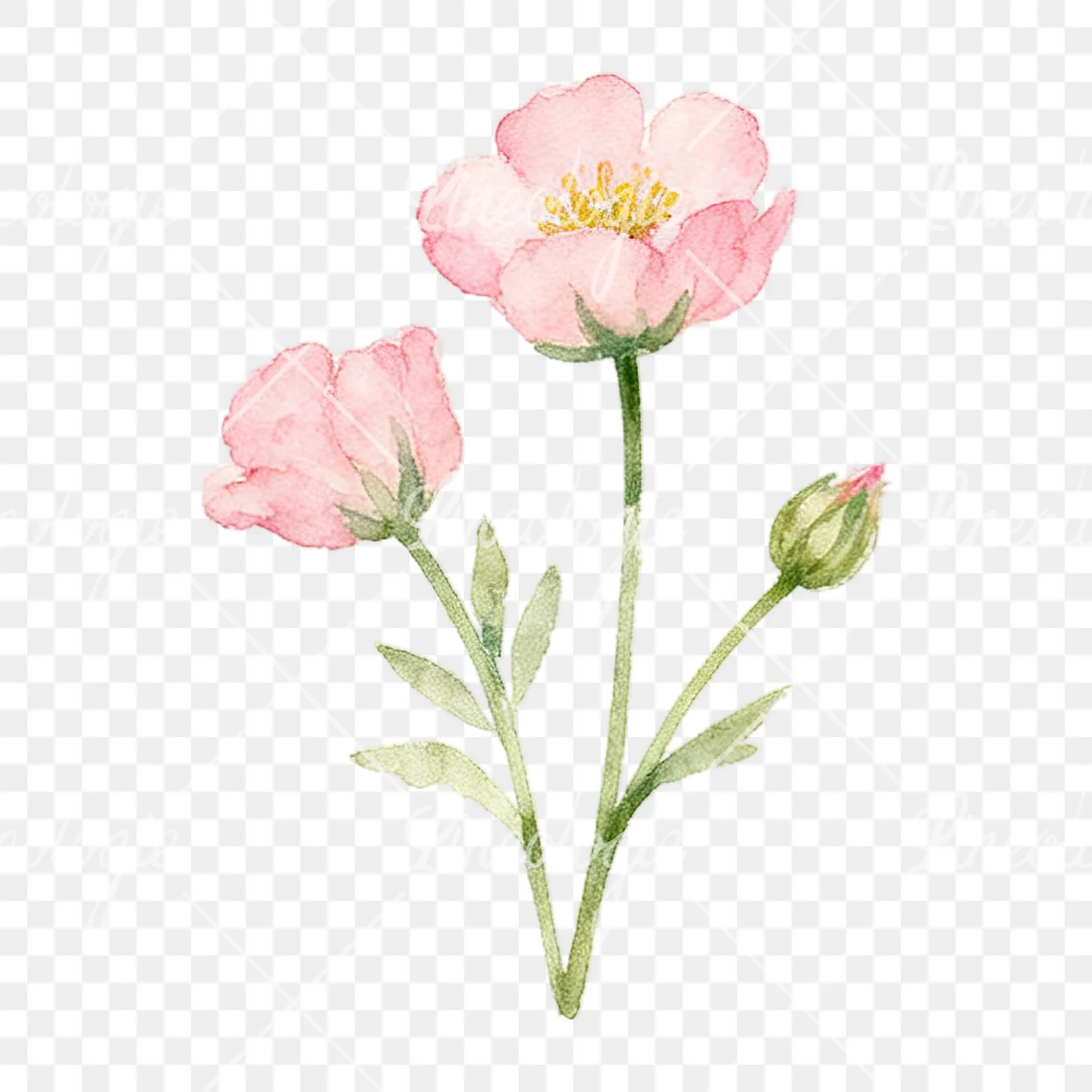 Watercolor summer meadow mix with insects clipart 4 of 16 on a transparent background (PNG)