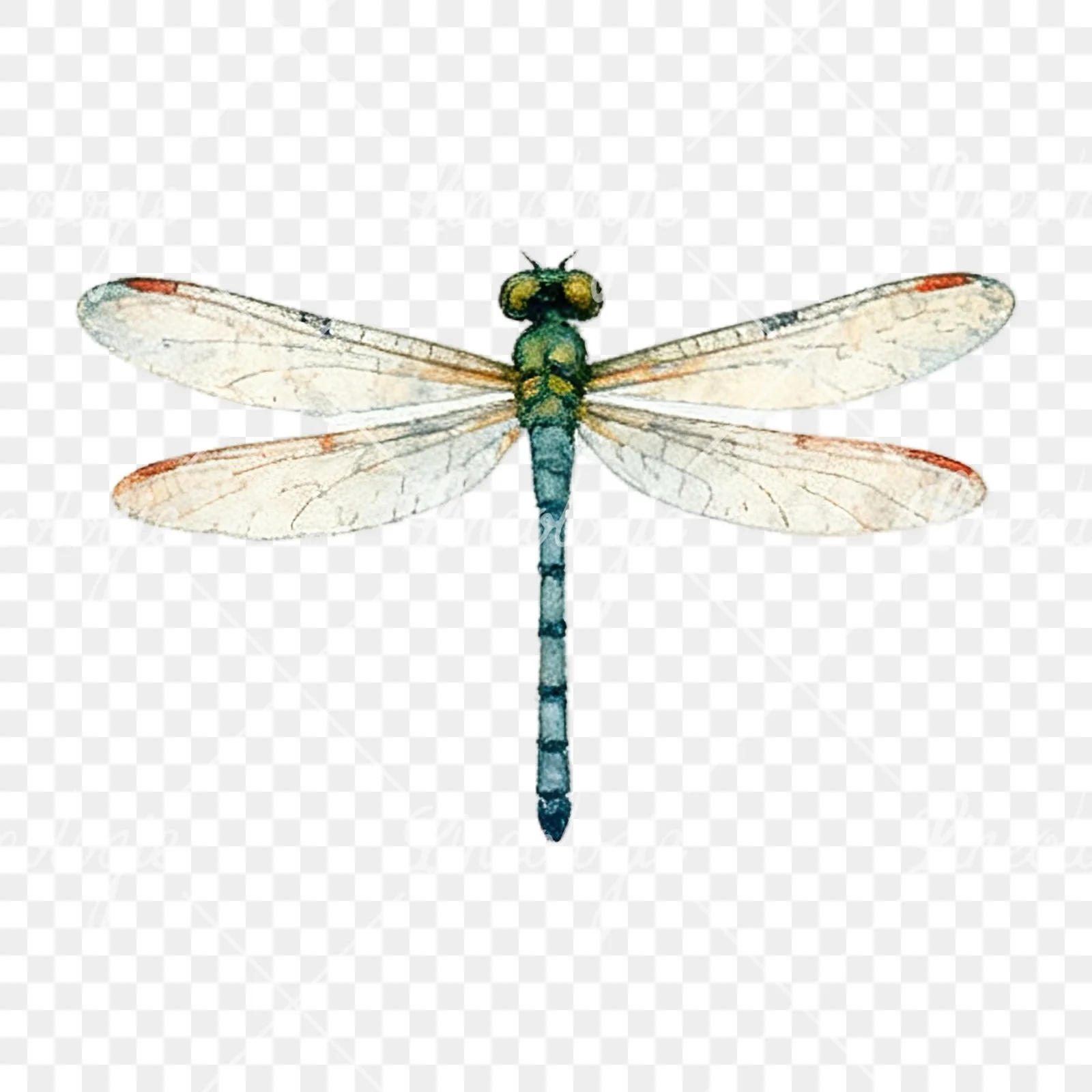 Watercolor summer meadow mix with insects clipart 12 of 16 on a transparent background (PNG)