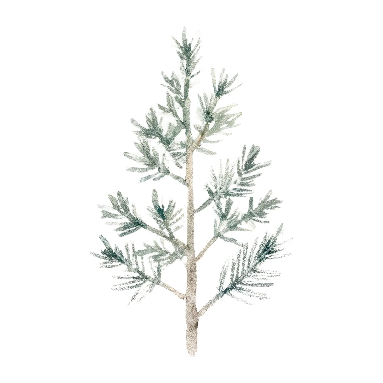 Watercolor winter pine tree clipart 3 of 16 on a white background (JPG)