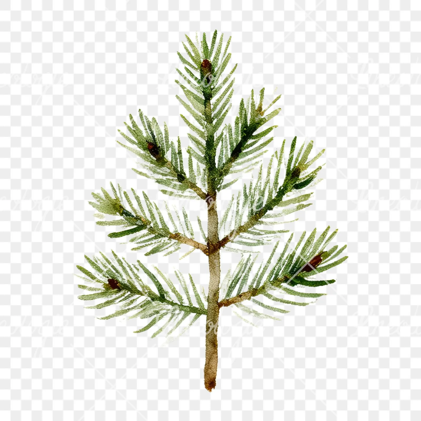 Watercolor winter pine tree clipart 4 of 16 on a transparent background (PNG)