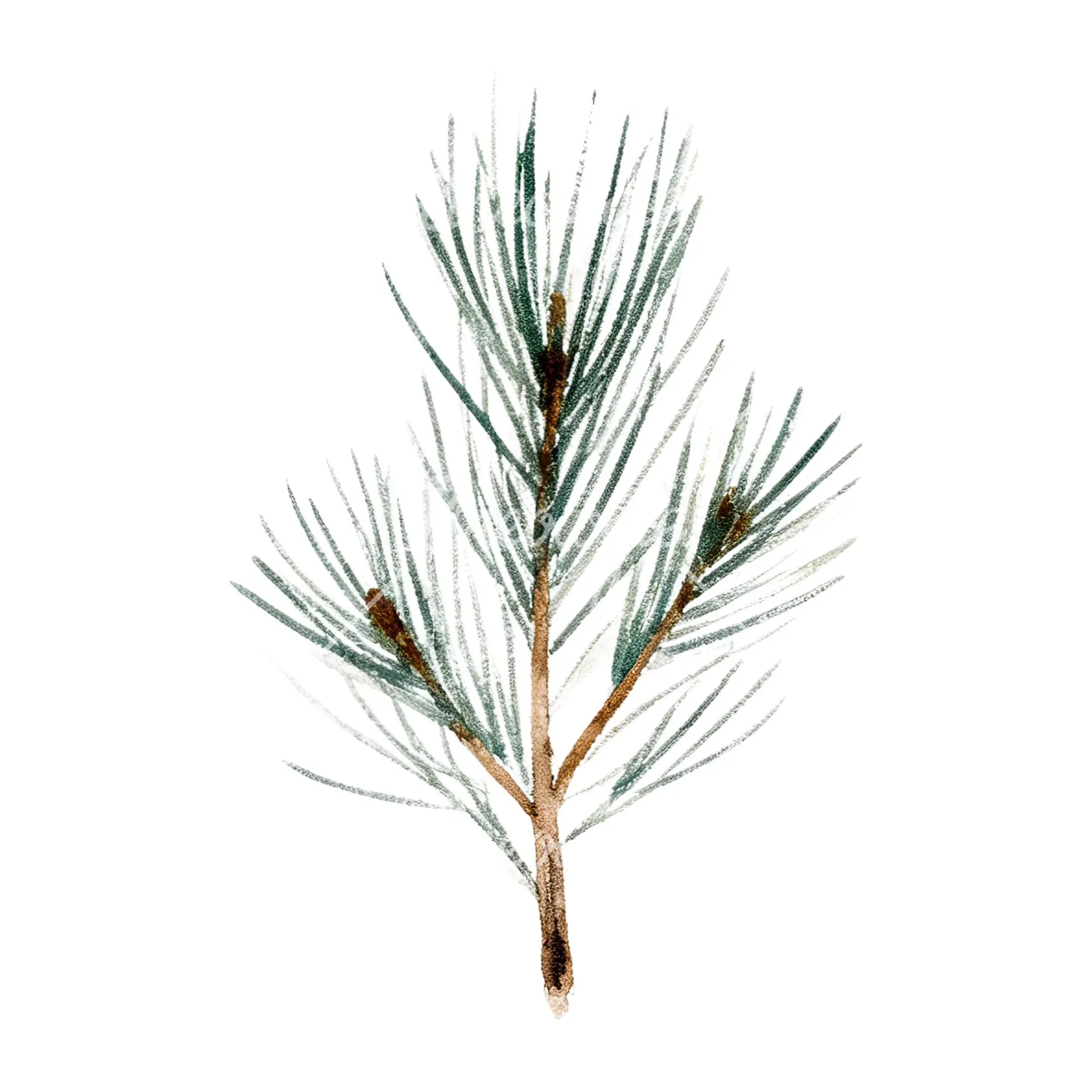 Watercolor winter pine tree clipart 15 of 16 on a white background (JPG)