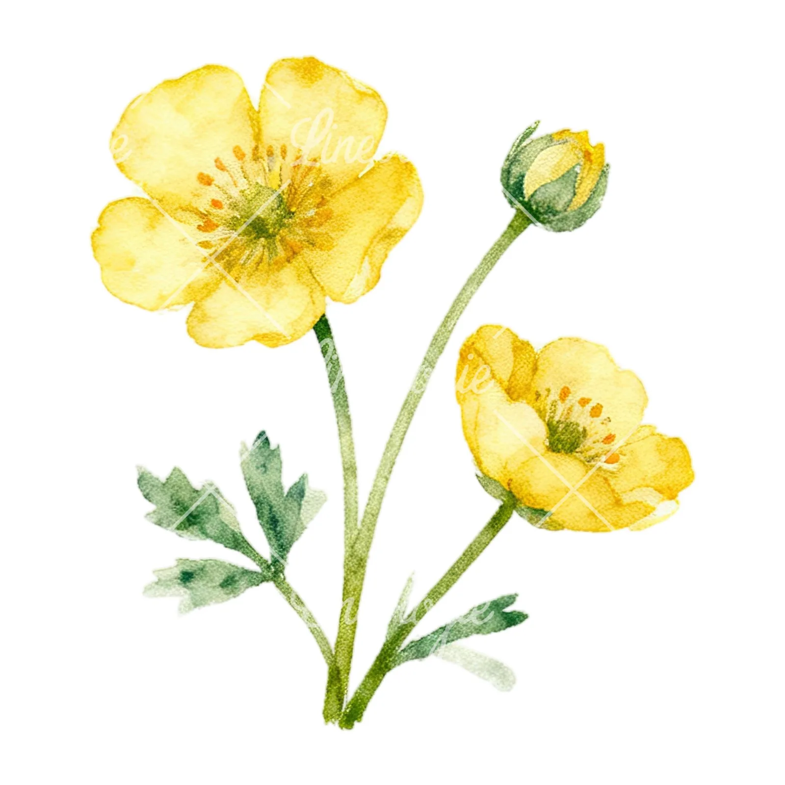 Watercolor summer meadow wildlife clipart 3 of 20 on a white background (JPG)