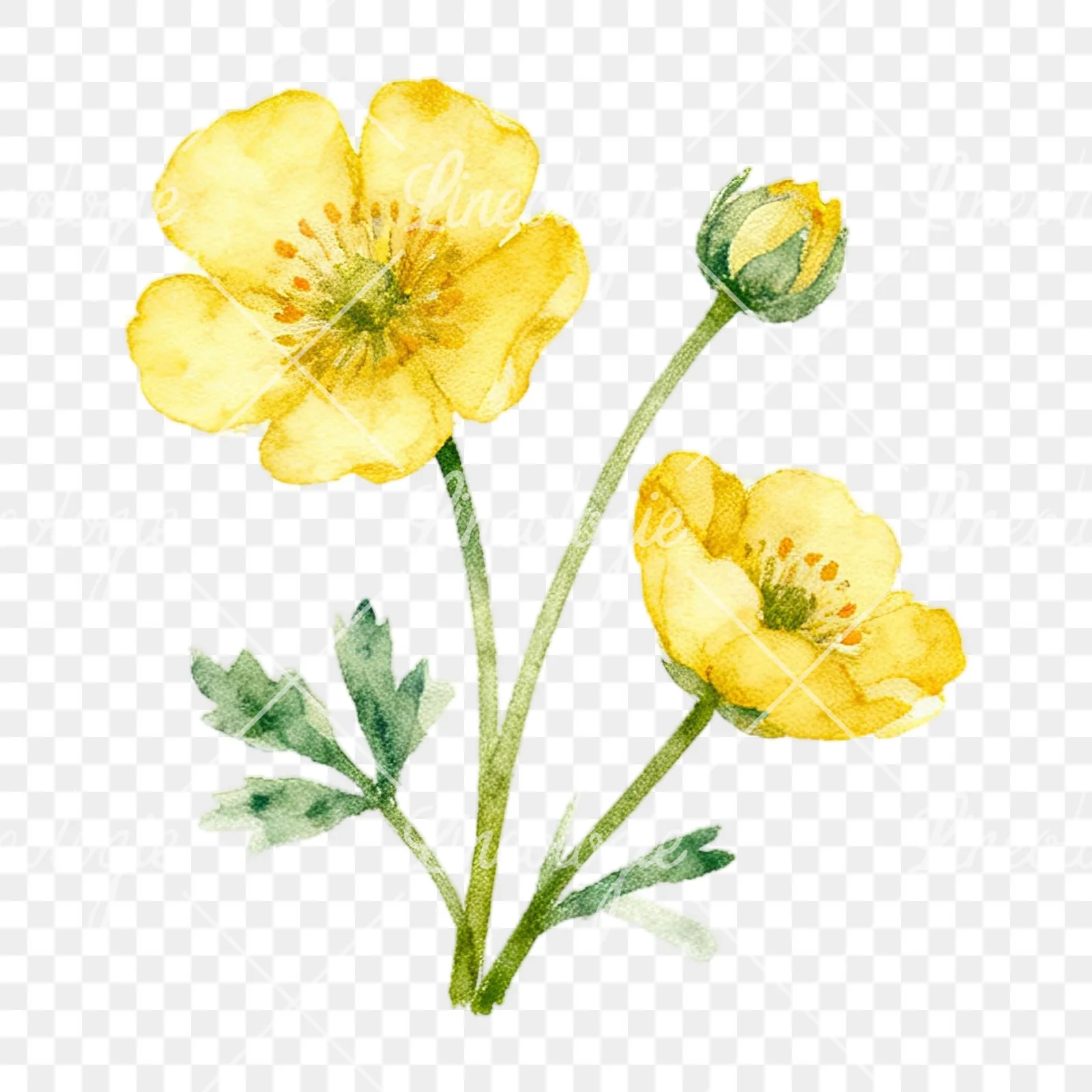 Watercolor summer meadow wildlife clipart 3 of 20 on a transparent background (PNG)
