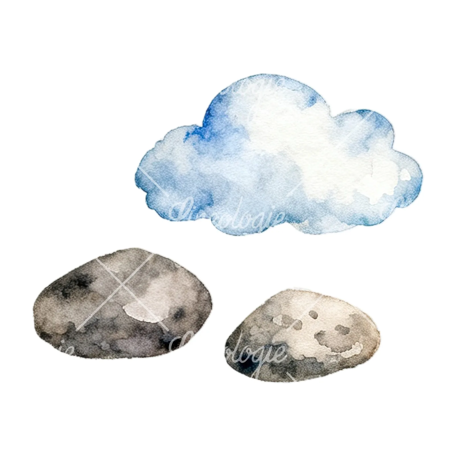 Watercolor summer meadow wildlife clipart 12 of 20 on a white background (JPG)