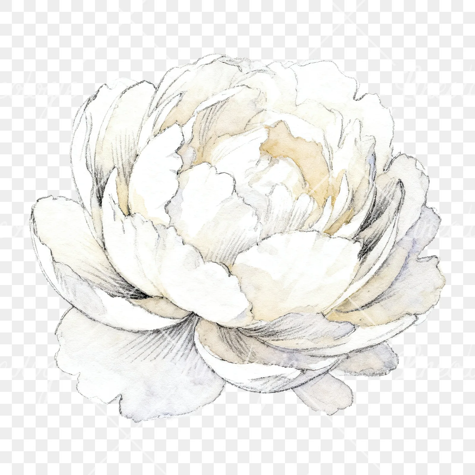 Watercolor bright pastel peony clipart 4 of 6 on a transparent background (PNG)