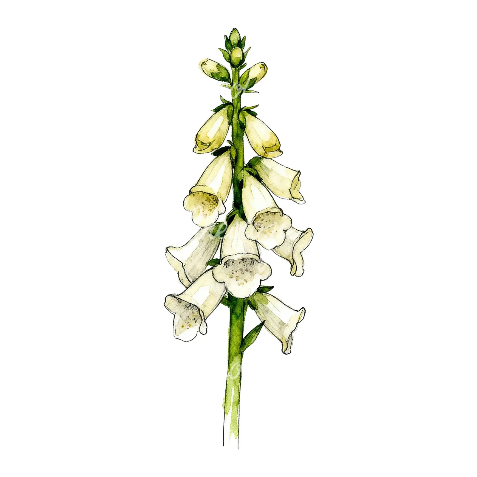 Watercolor foxglove flower clipart 2 of 7 on a white background (JPG)