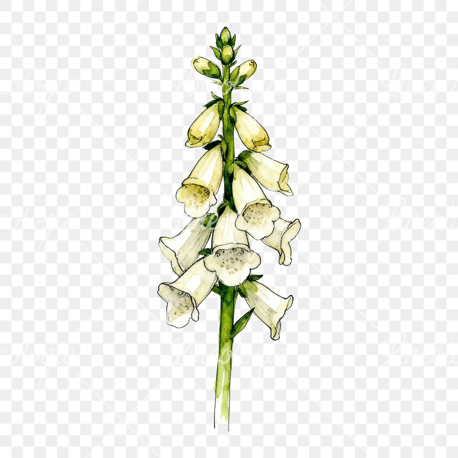 Watercolor foxglove flower clipart 2 of 7 on a transparent background (PNG)