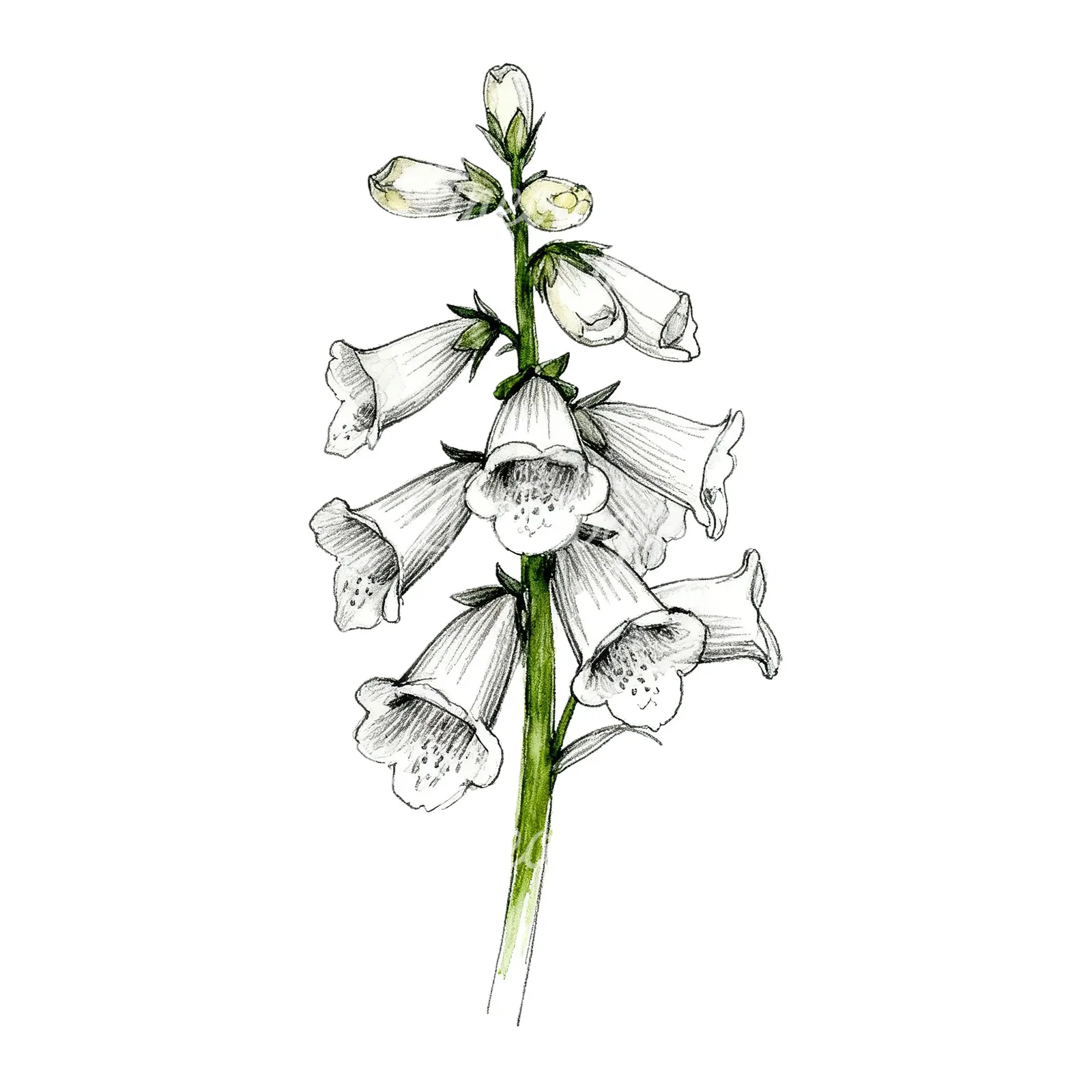 Watercolor foxglove flower clipart 7 of 7 on a white background (JPG)