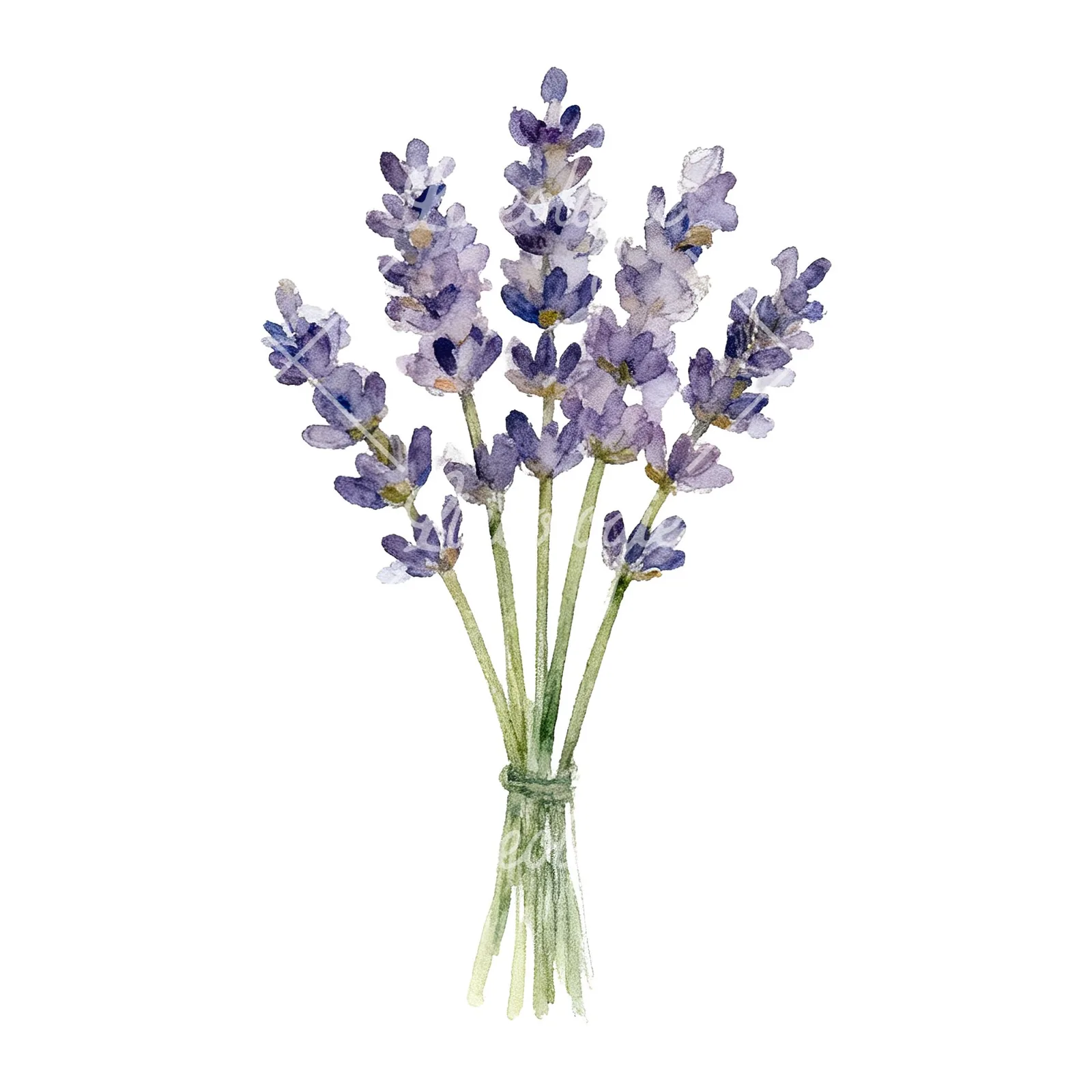 Watercolor lavender bouquet clipart 2 of 7 on a white background (JPG)