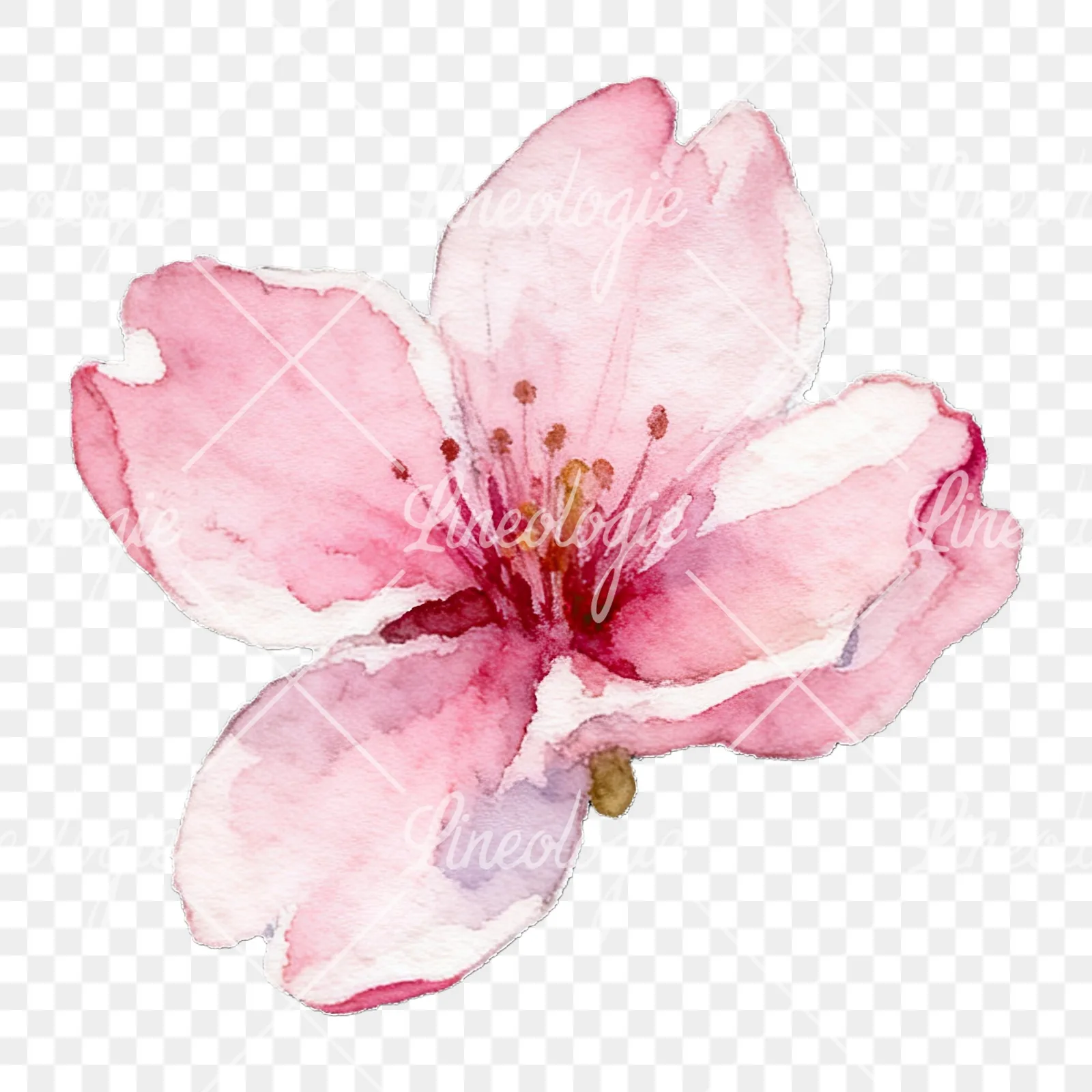 Watercolor pale pink cherry blossom clipart 8 of 8 on a transparent background (PNG)