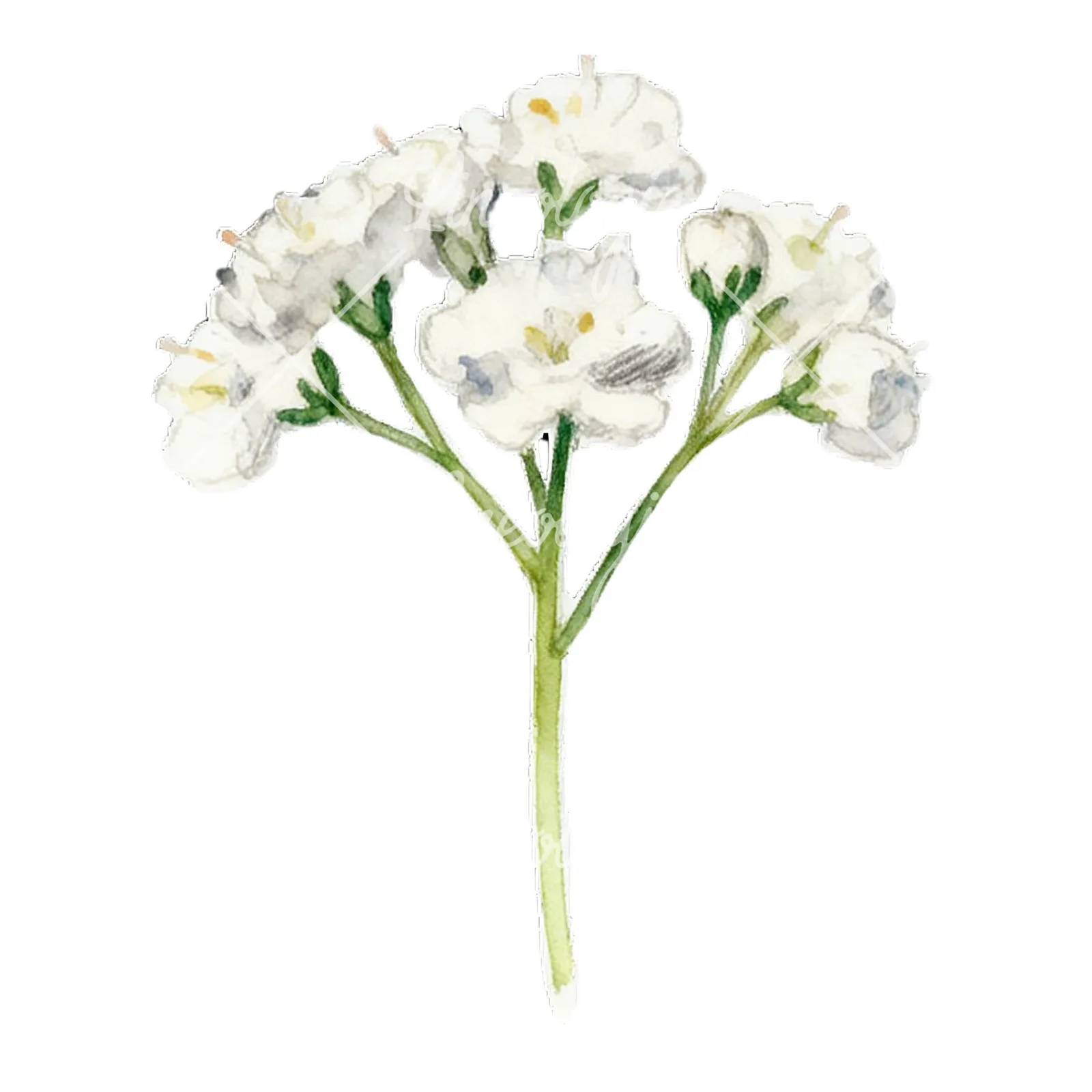 Watercolor colorful babys breath flower clipart 1 of 9 on a white background (JPG)