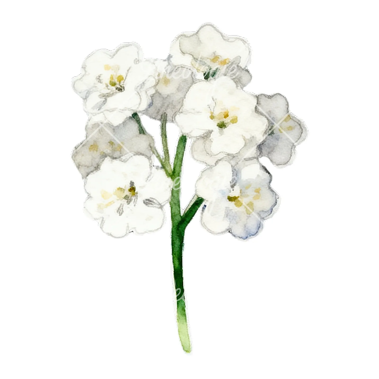 Watercolor colorful babys breath flower clipart 2 of 9 on a white background (JPG)