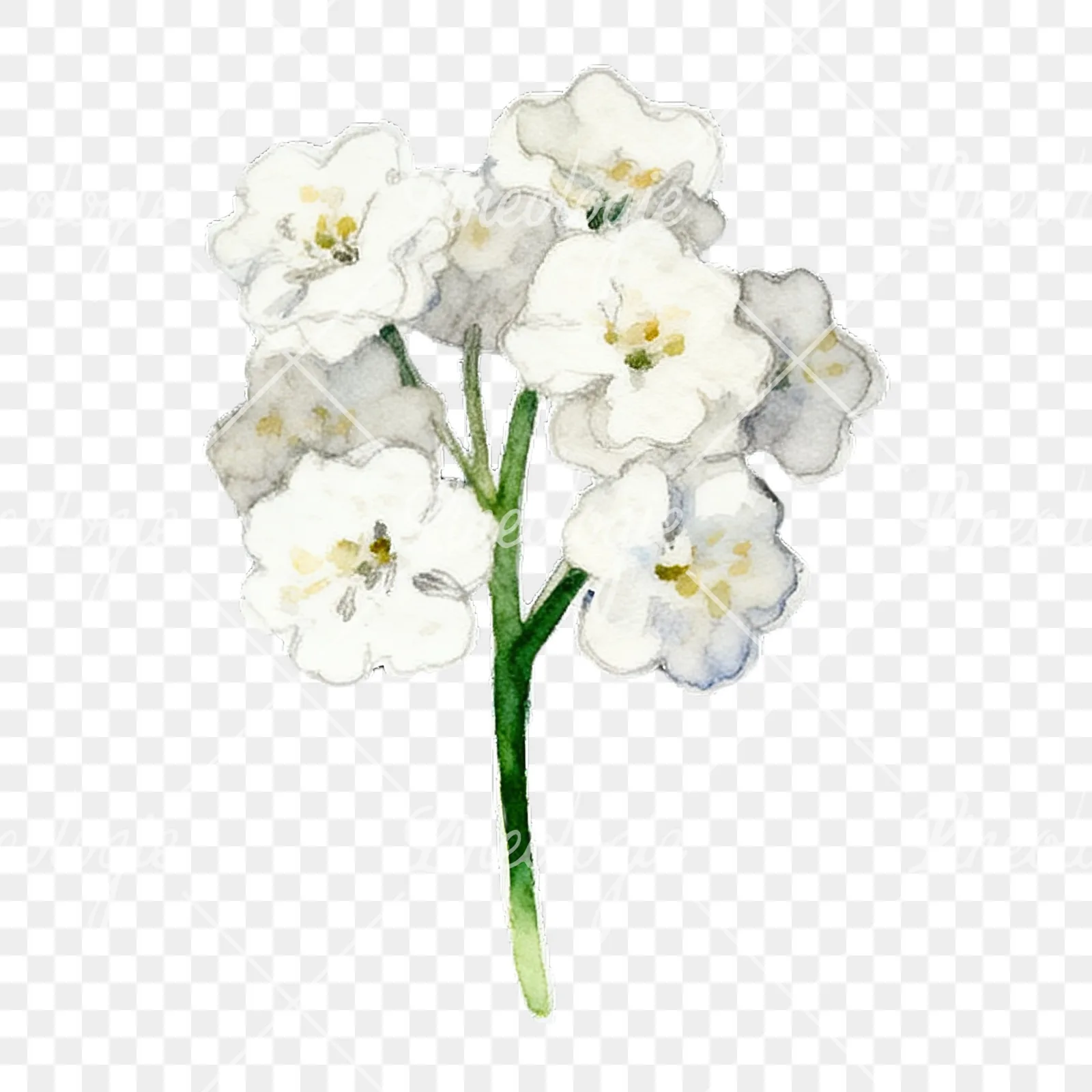Watercolor colorful babys breath flower clipart 2 of 9 on a transparent background (PNG)