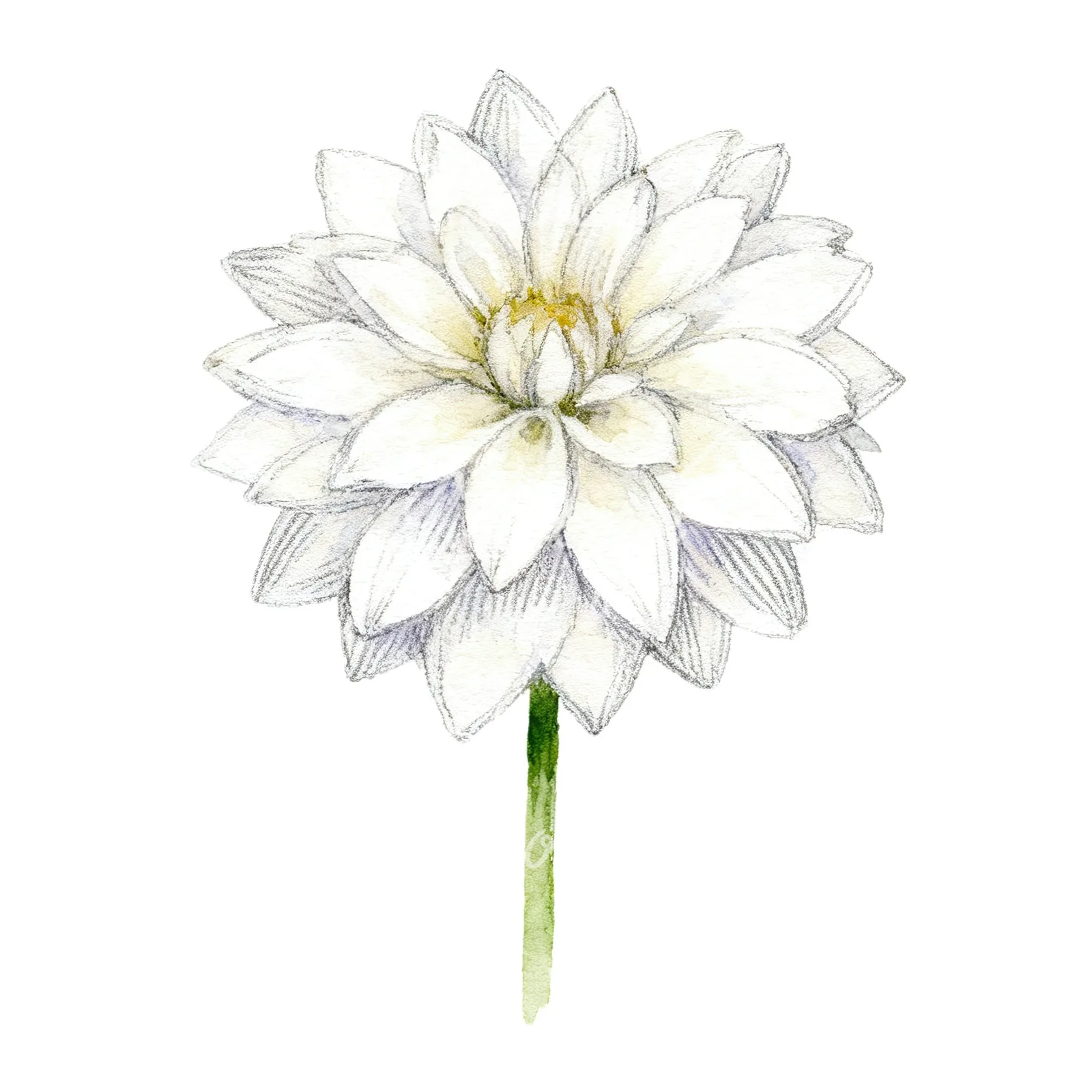 Watercolor dahlia flowers purple pink white clipart 3 of 9 on a white background (JPG)