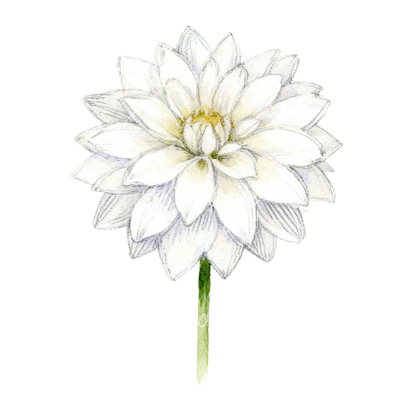 Watercolor dahlia flowers purple pink white clipart 6 of 9 on a white background (JPG)