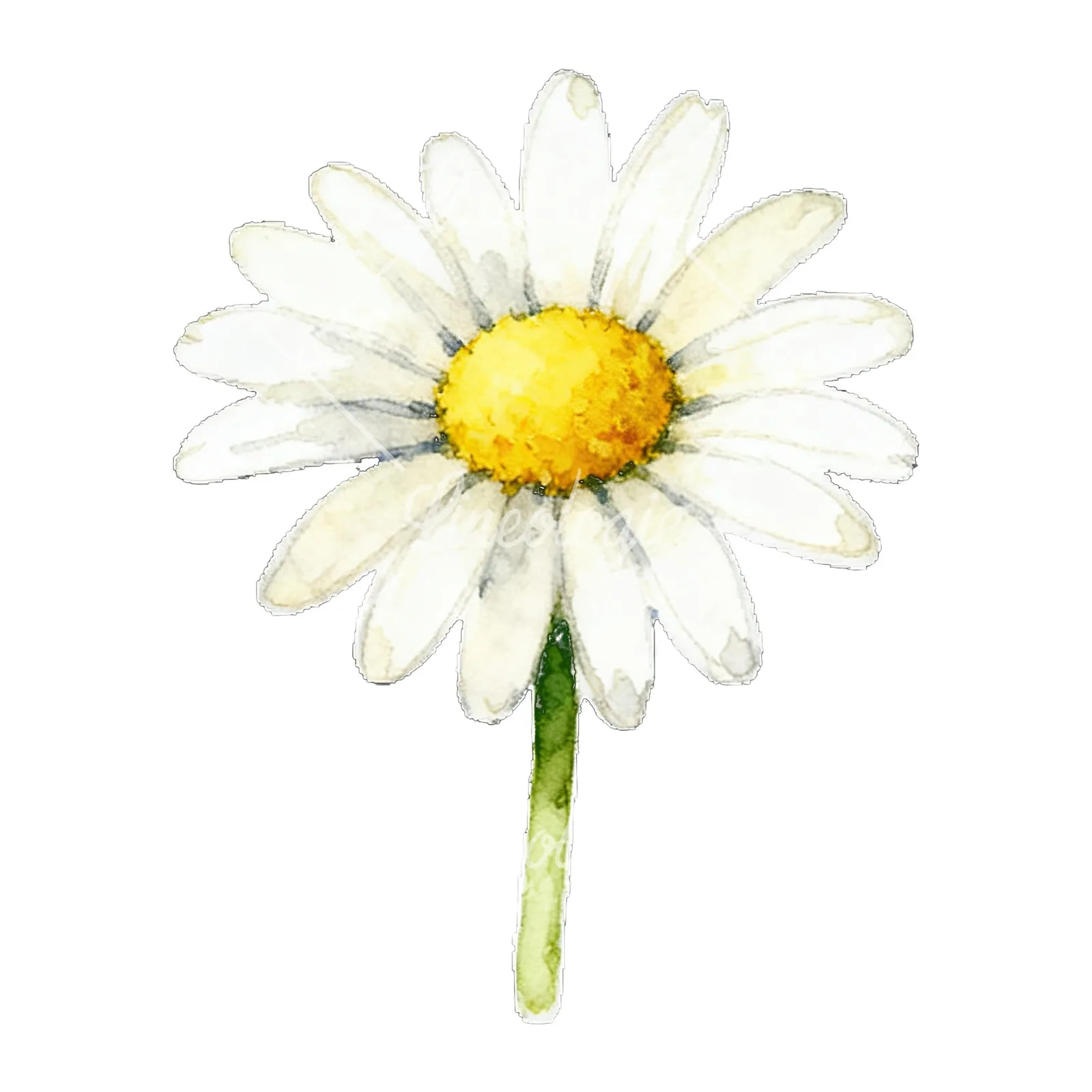 Watercolor white daisy bouquet clipart 5 of 9 on a white background (JPG)
