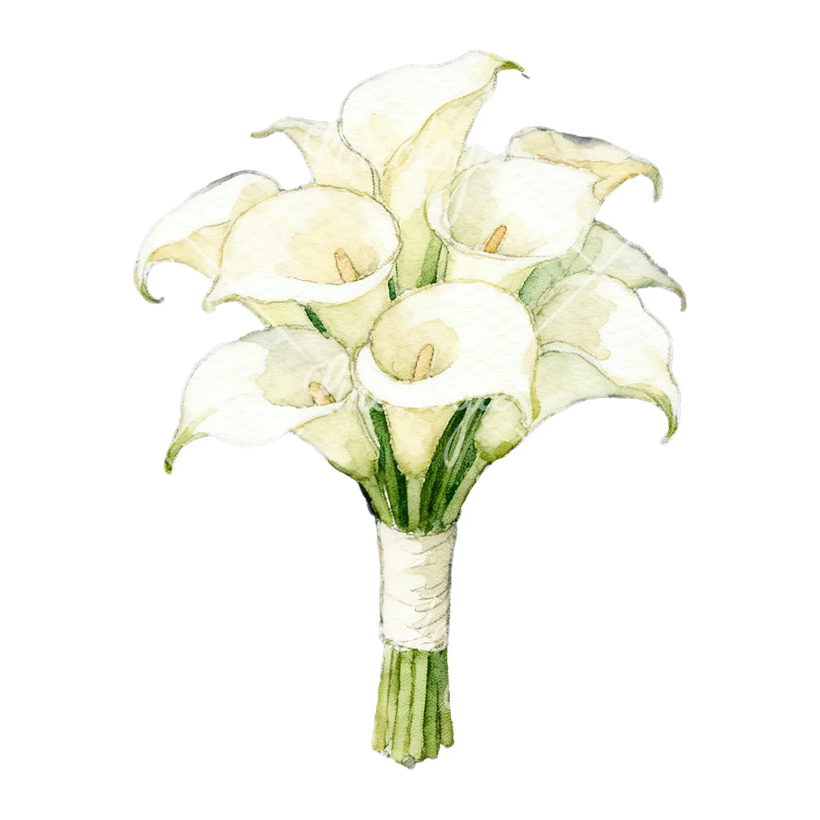Watercolor elegant cream wedding bouquet clipart 2 of 9 on a white background (JPG)