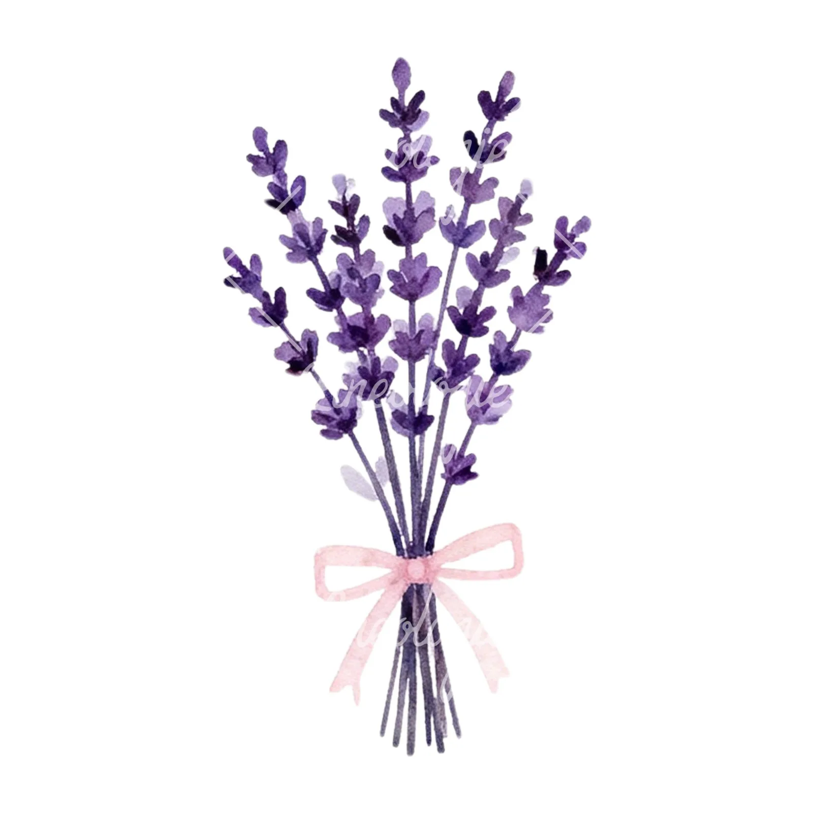 Watercolor lavender and blush wedding bouquet clipart 1 of 9 on a white background (JPG)