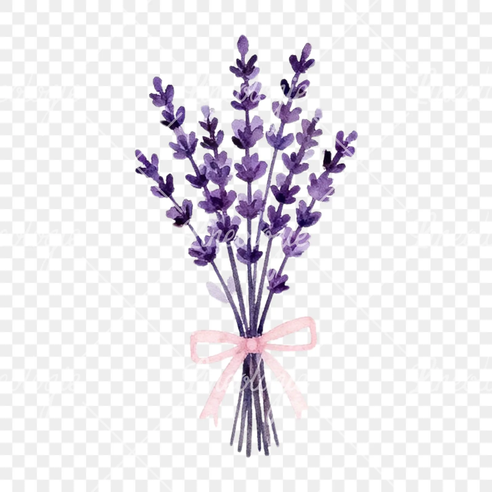 Watercolor lavender and blush wedding bouquet clipart 1 of 9 on a transparent background (PNG)