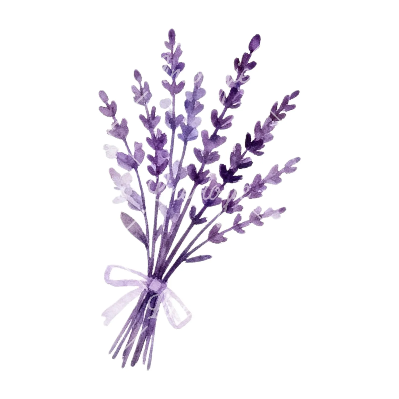 Watercolor lavender and blush wedding bouquet clipart 9 of 9 on a white background (JPG)